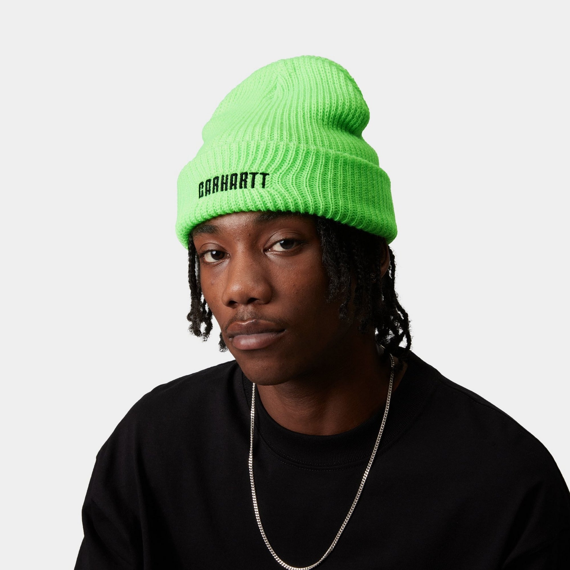 Premium Industry Beanie - Warm Winter Knit Hat for Men & Women - Lumo Green & Black - Perfect for Outdoor Work, Hiking, and Cold Weather Activities