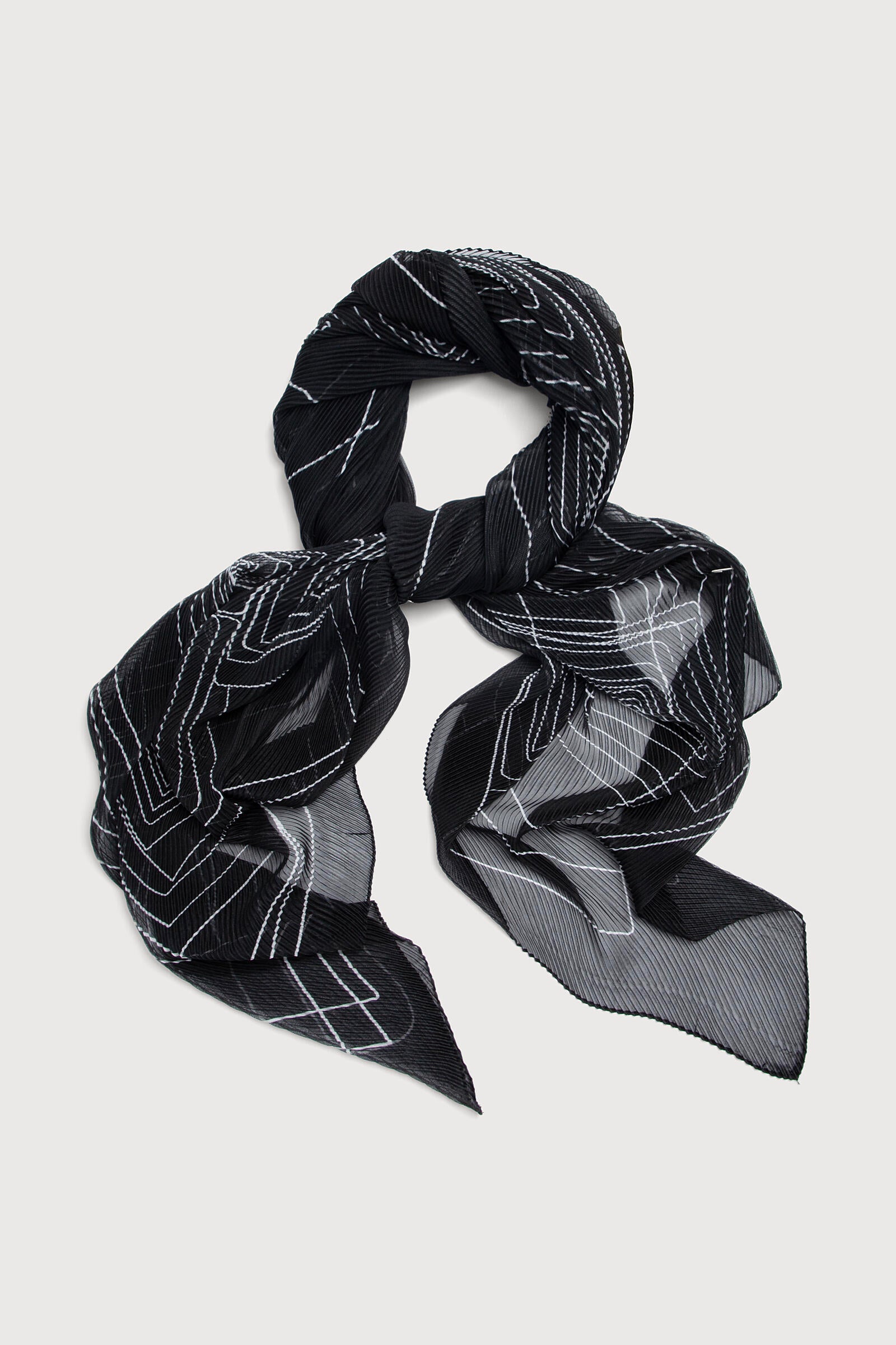 Square Geo Pleated Scarf - Fashionable Women's Accessory for Fall & Winter, Office & Casual Outfits