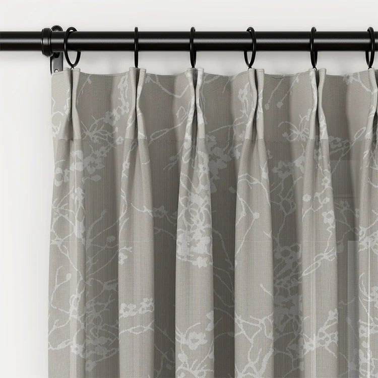 Freya Linen Semi-Sheer Jacquard Pleated Curtains - Elegant Window Treatment for Living Room & Bedroom