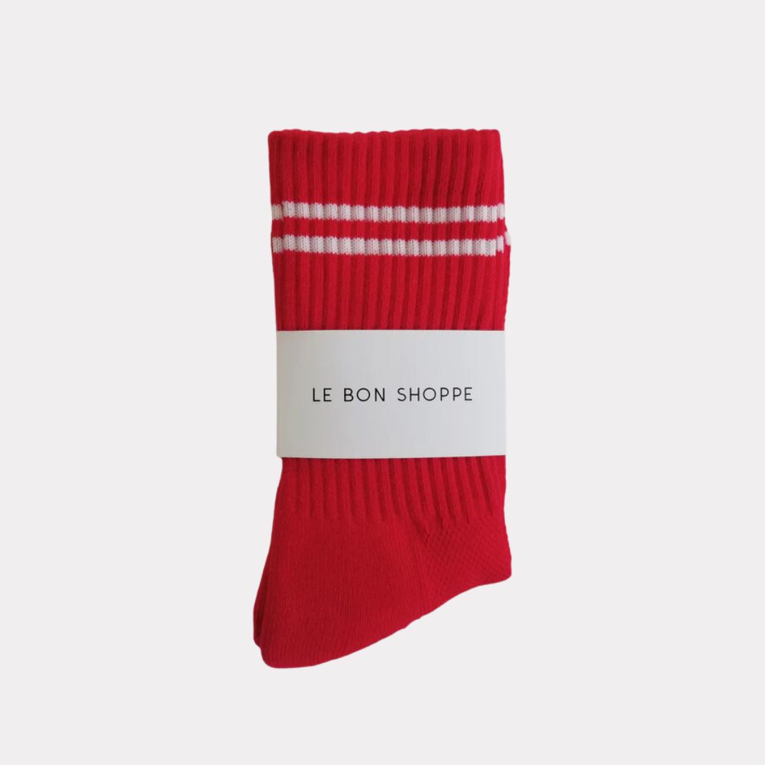 Cozy Boyfriend Socks for Women - Soft Red Crew Socks - Perfect for Gifts, Lounge Wear & Cold Weather Comfort