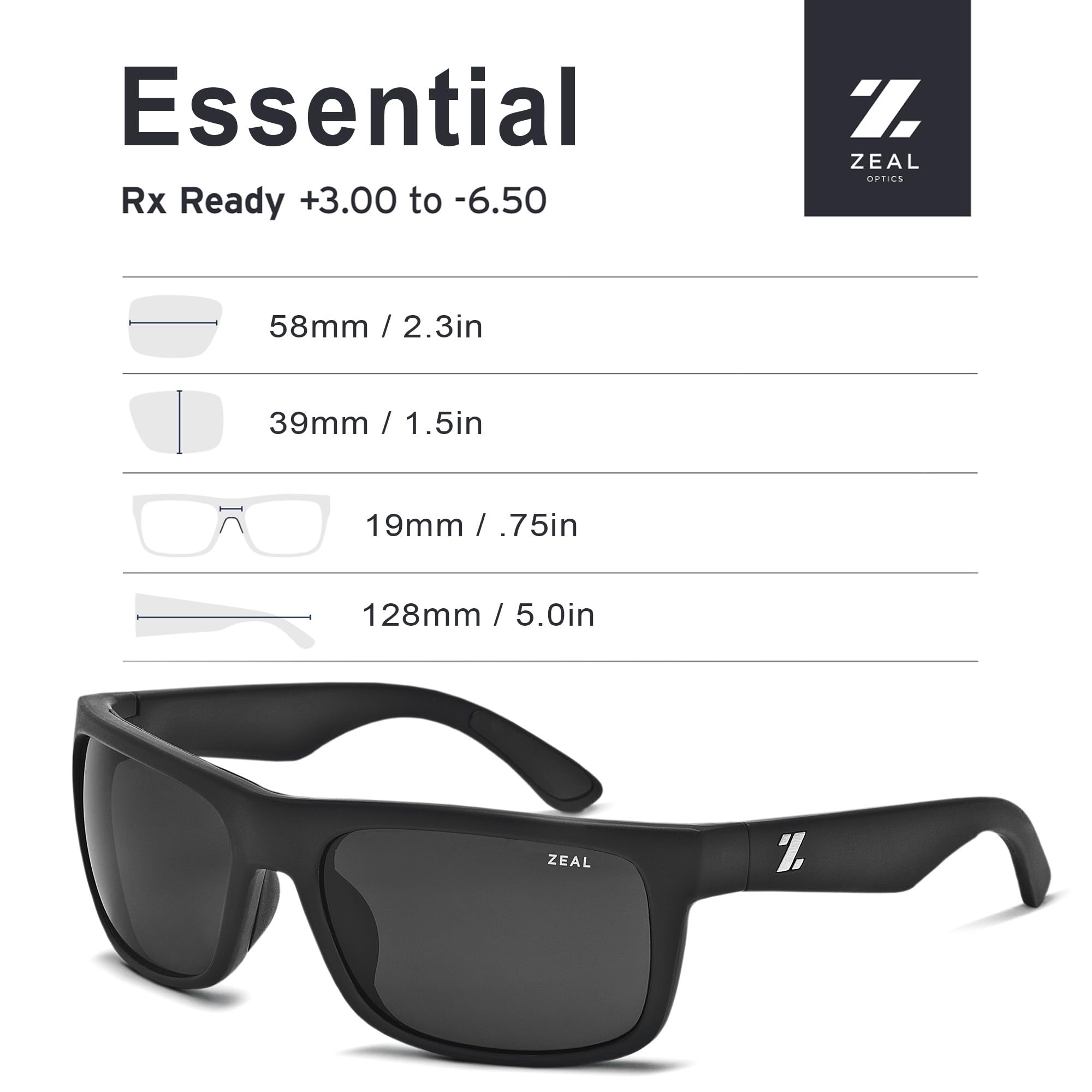 Zeal Optics Essential Polarized Sunglasses for Men & Women - Eco-Friendly Plant-Based Frame - UV Protection for Outdoor Sports, Driving & Beach Activities