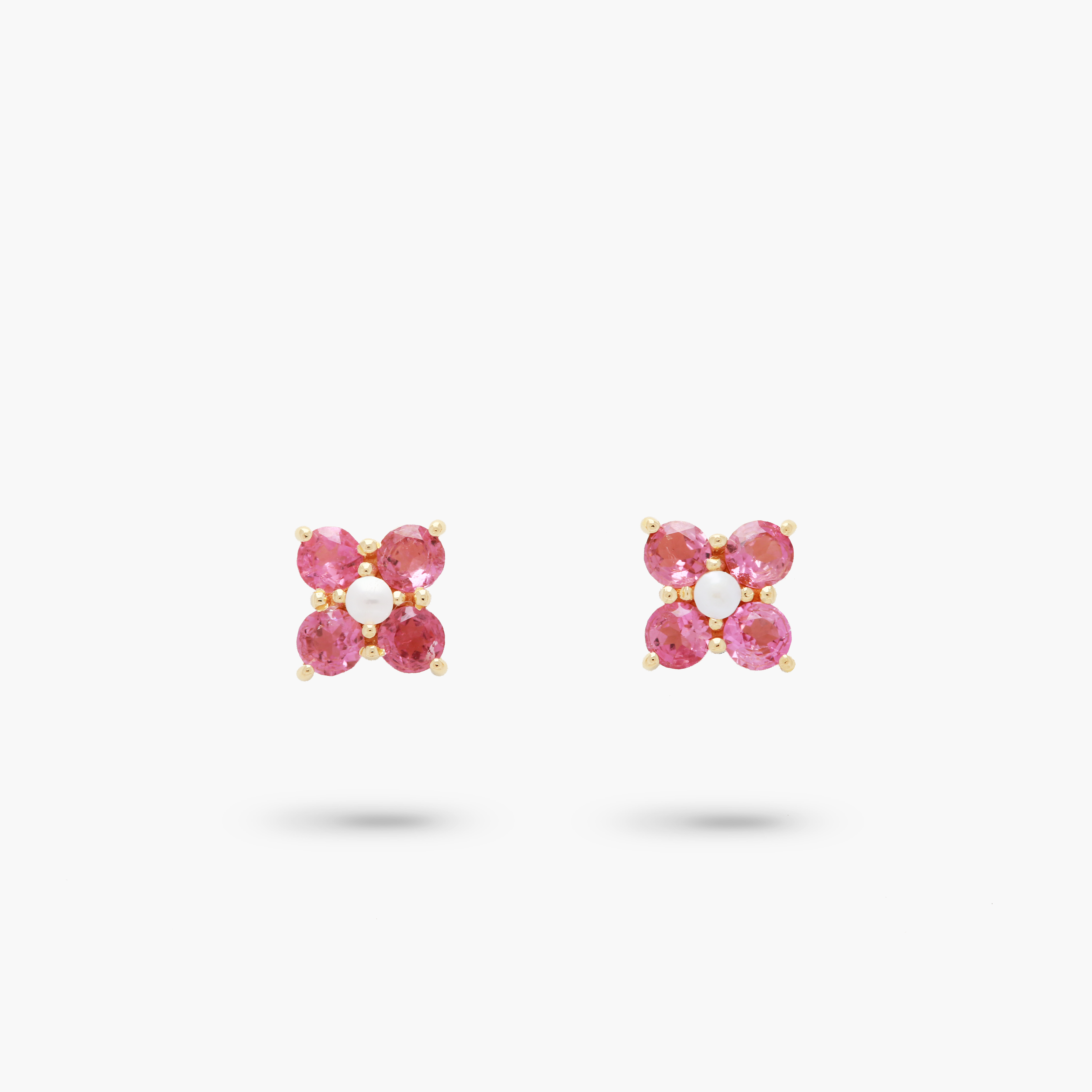 Pink Tourmaline & Freshwater Pearl Flower Stud Earrings for Women | Dainty Floral Jewelry Gift for Her | Perfect for Weddings, Date Nights & Special Occasions