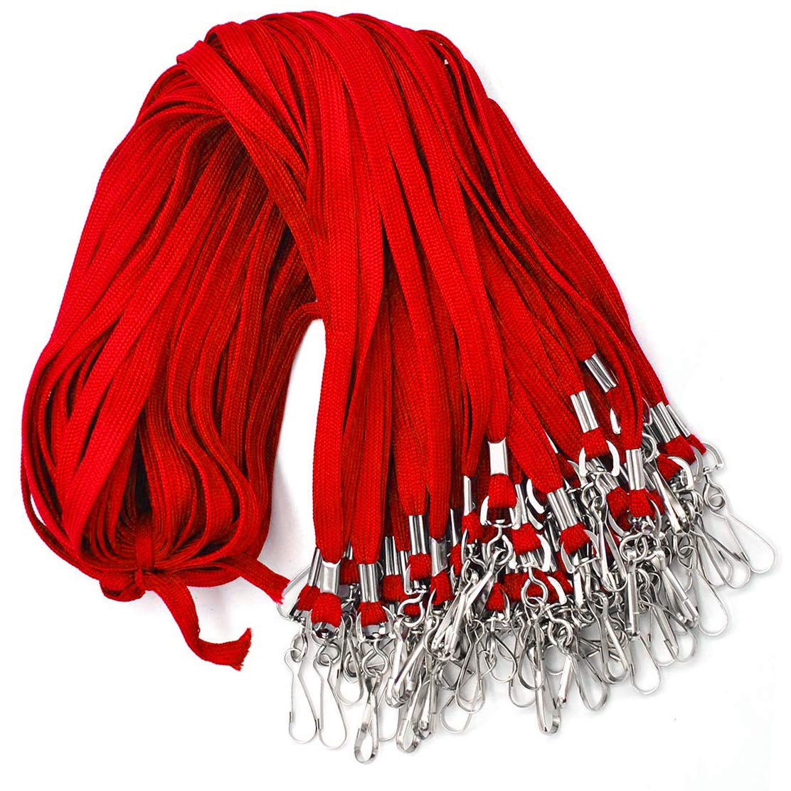 Beebel Waterproof ID Card Holder & Lanyard Set - 50Pcs Clear Name Badges with 52Pcs Swivel Hook Lanyards (Red) for Office & Events