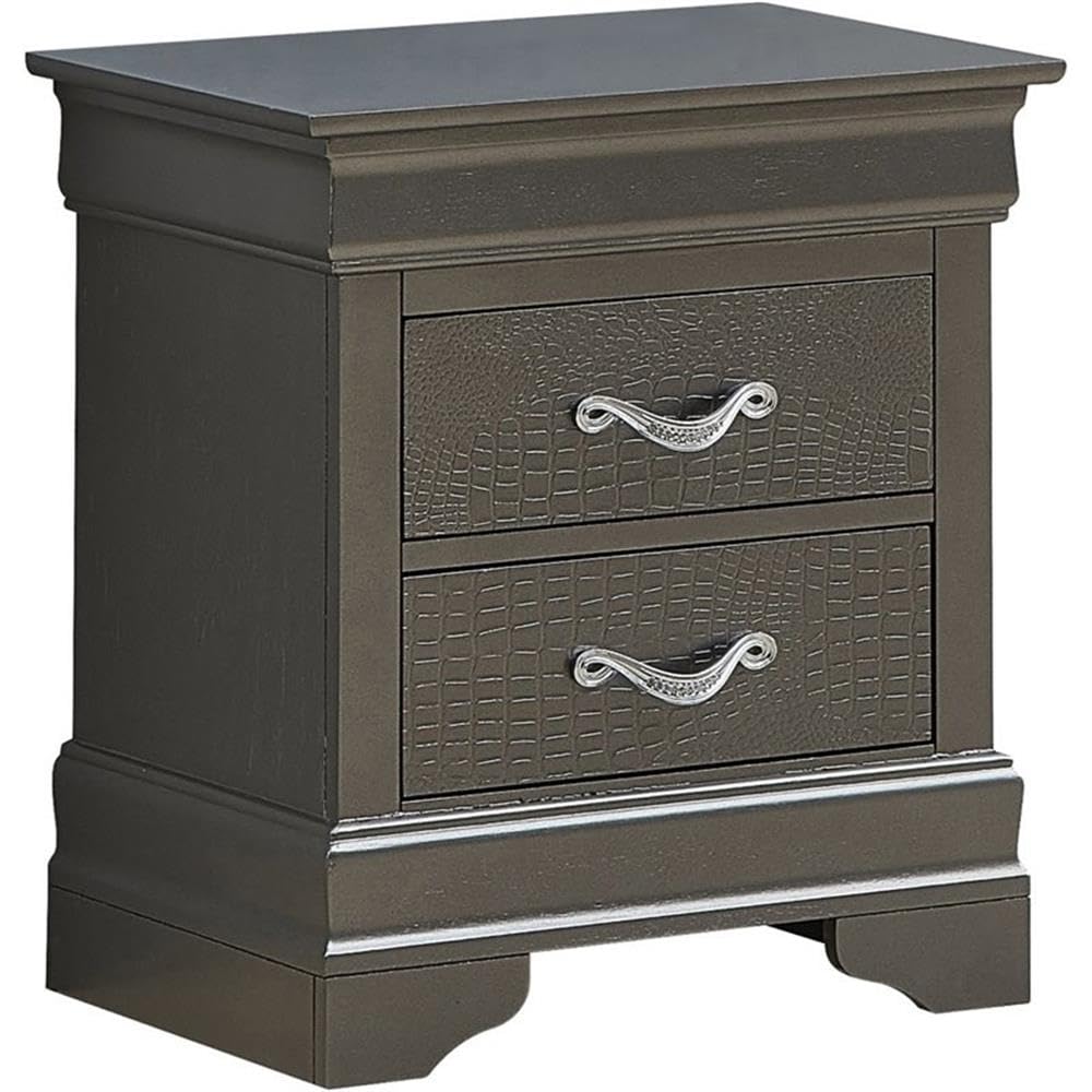 Glory Furniture Lorana 2-Drawer Nightstand in Charcoal - Modern Bedside Table for Bedroom, Guest Room & Nursery Storage