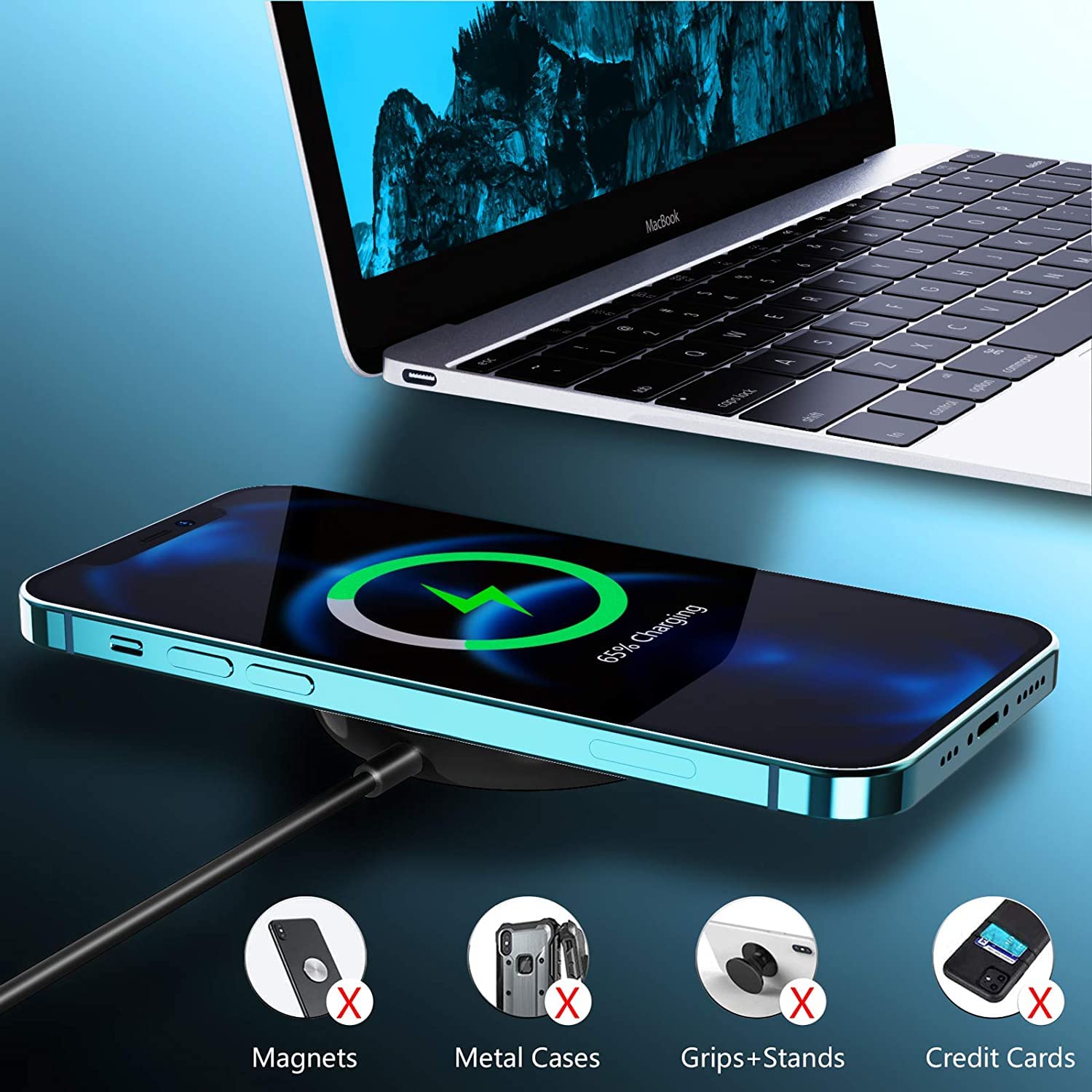 Xiwxi 15W Fast Magnetic Wireless Charger - MagSafe Compatible Charging Pad for iPhone 14/14 Plus/14 Pro/14 Pro Max, iPhone 13/12 Series (No Adapter Included) | Perfect for Home, Office & Car Wireless Charging
