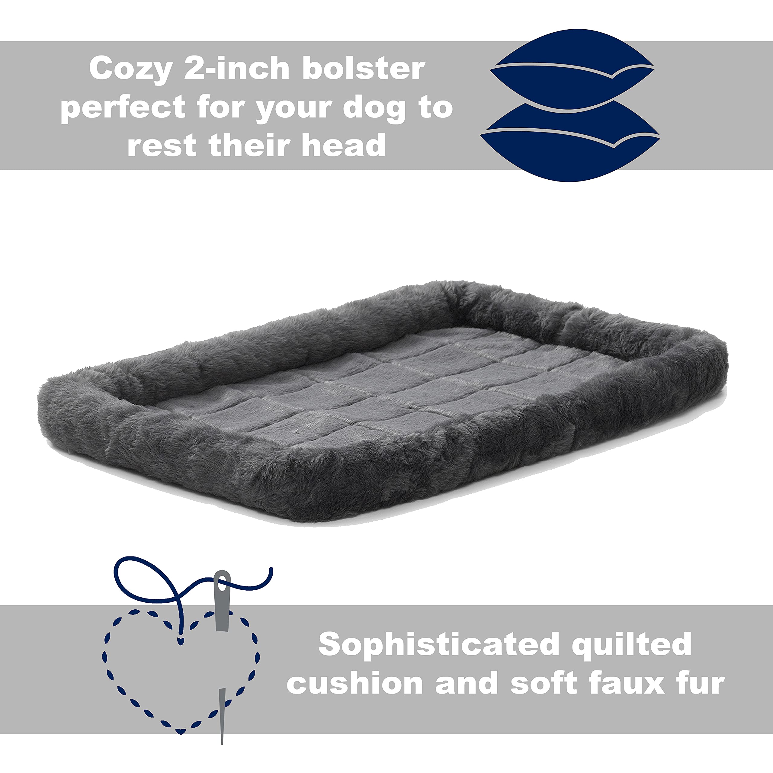 Premium Dog Crate Comfort Kit - Soft Crate Cover & Plush Dog Bed for Midwest & New World 48-Inch Crates - Gray - Perfect for Home, Travel & Kennel Comfort