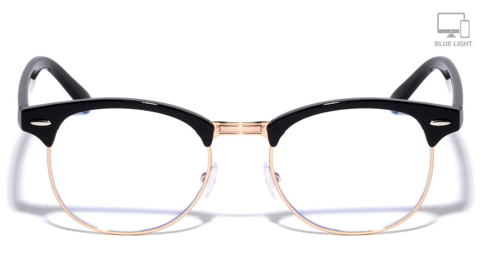 Blue Light Blocking Glasses for Computer - Dweebzilla Anti-Fatigue Square Horn-Rimmed Eyewear | Reduce Eye Strain for Gaming, Office Work & Screen Time