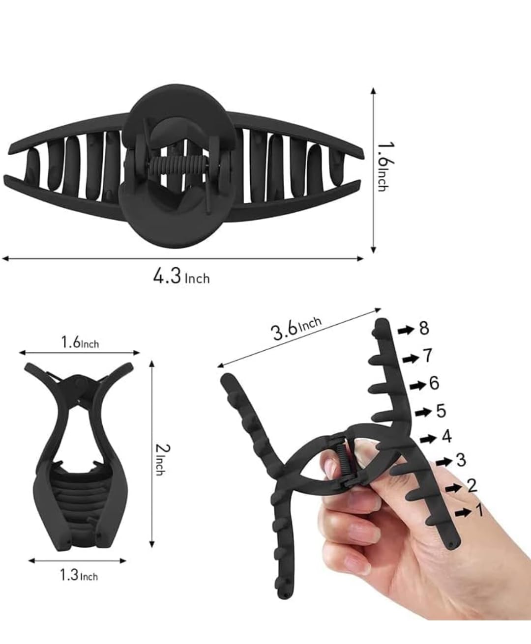4PCS Large Matte Hair Claw Clips for Women - Strong Hold Plastic Hair Clips for Thick & Long Hair, Butterfly Design Hair Grips & Jaw Clips - Perfect for Updos, Ponytails & Everyday Hairstyles