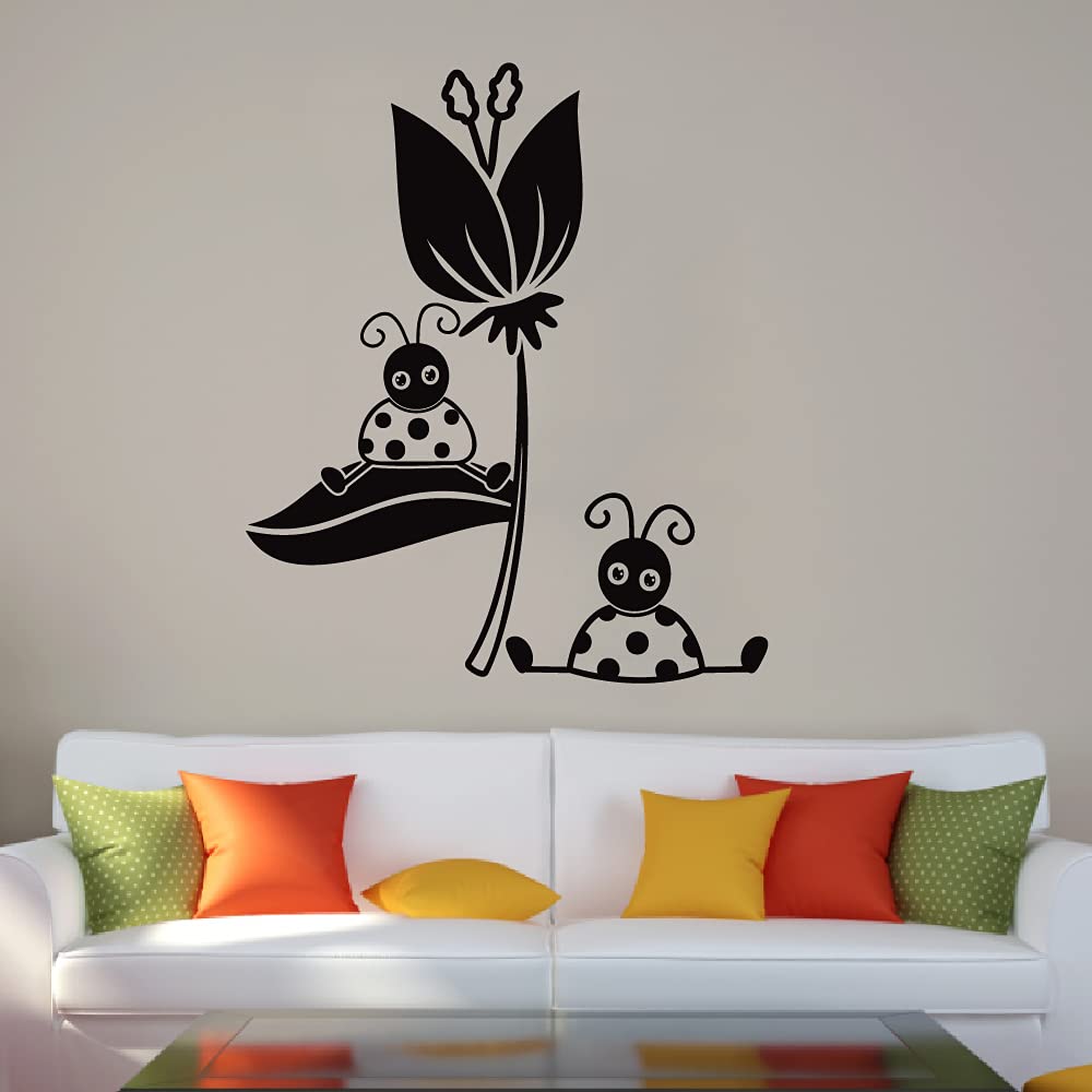 Cute Ladybug Vinyl Wall Stickers - 30x20 Inch Animal Insect Decals for Kids Room, Nursery & Playroom Decor - Perfect for Boys, Girls & Home Decoration
