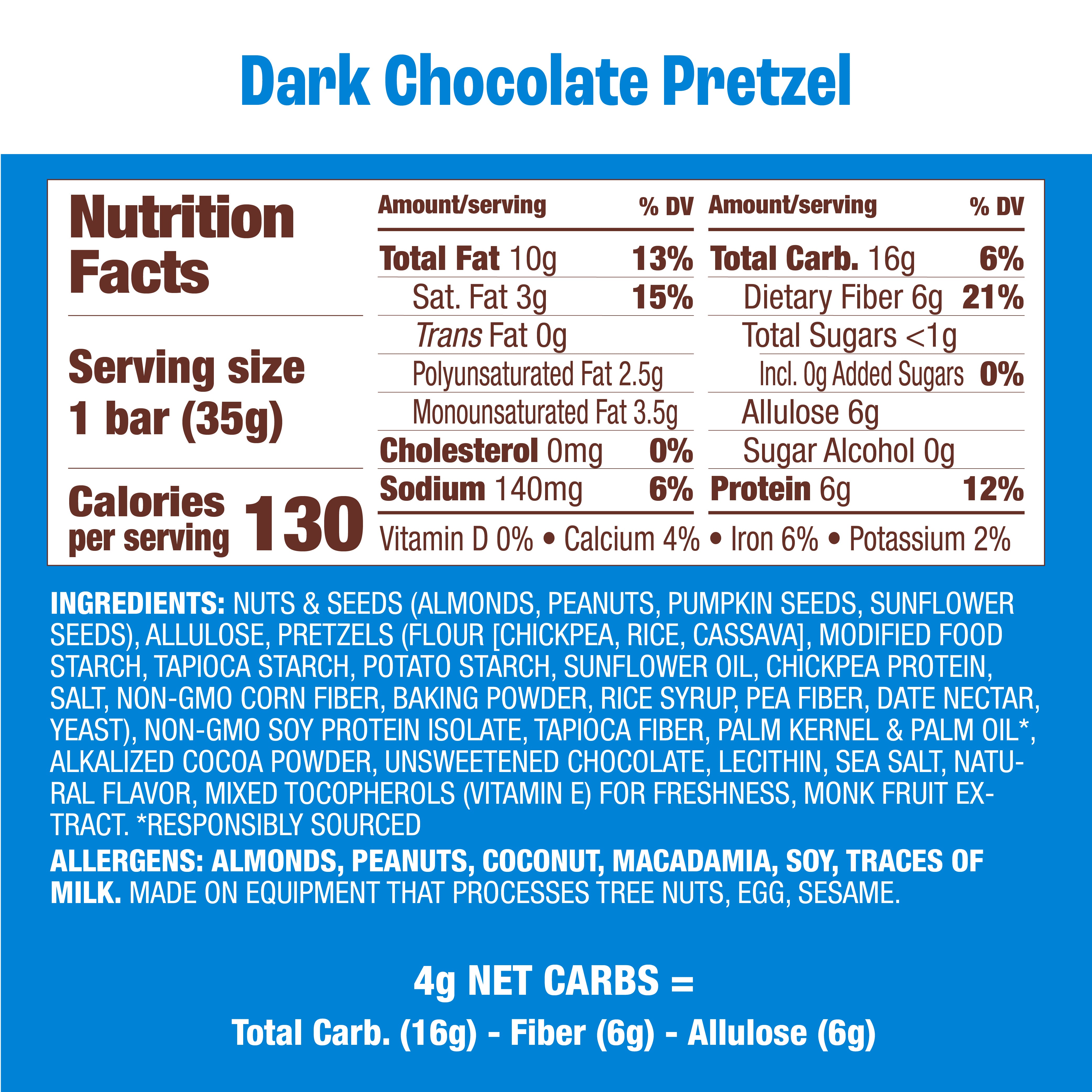 Organic Dark Chocolate Pretzel Nut & Seed Bar - Gluten Free, Non-GMO, 12 Pack - Healthy Snack for Hiking, Office & On-the-Go Energy Boost