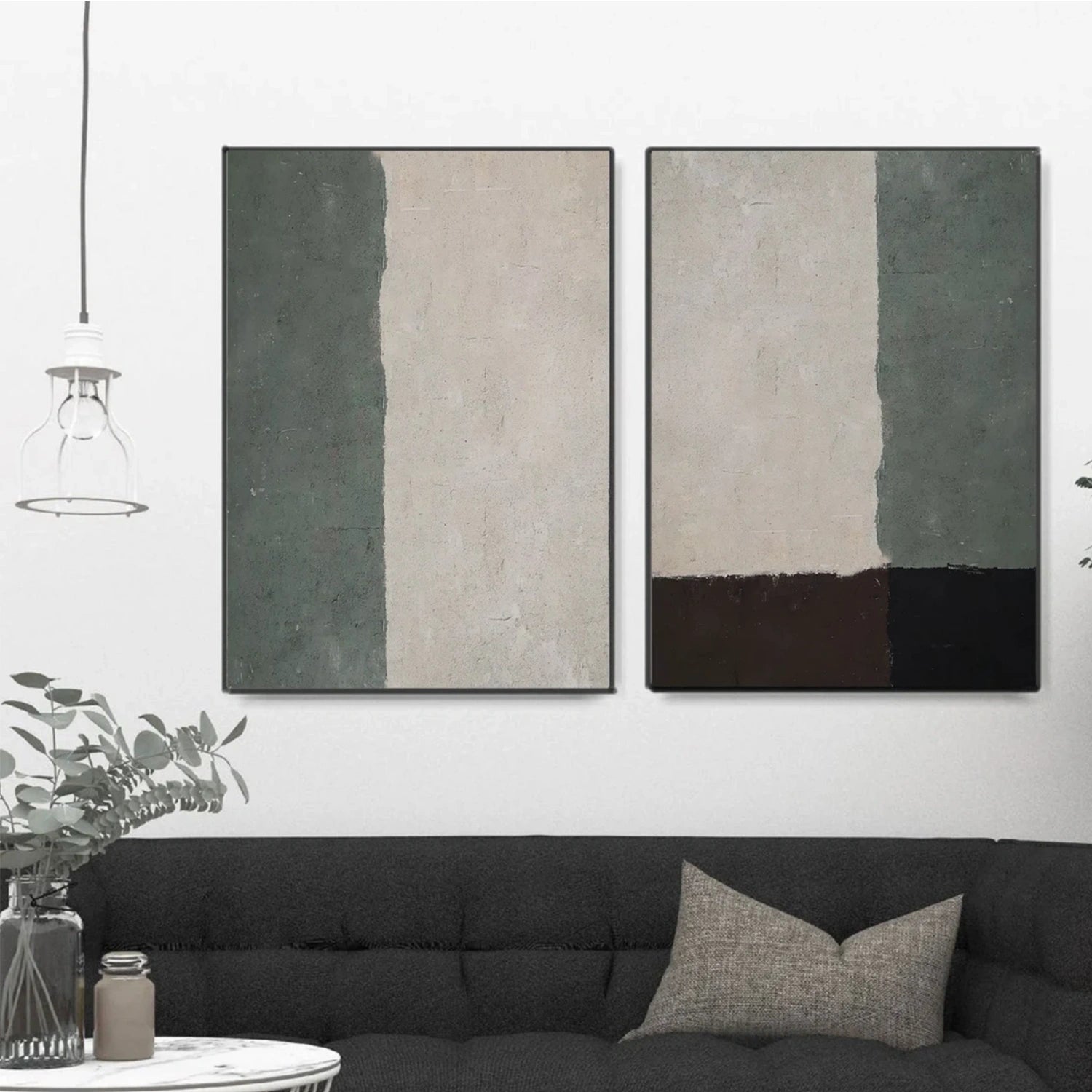 Abstract Tranquility Set of 2 Wall Art Paintings - Modern Minimalist Canvas Prints for Living Room, Bedroom & Office Decor #WS246