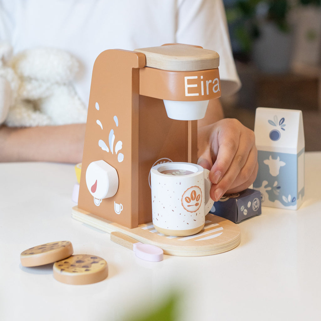 Personalized Toy Coffee Machine for Kids - Pretend Play Barista Set, Perfect for Imaginative Play & Birthday Gifts - Play Kitchen Accessories for Toddlers & Children