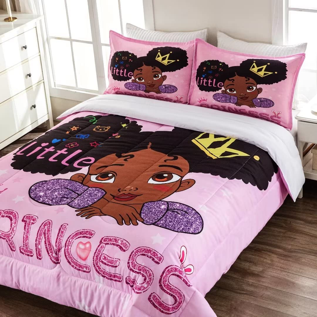 Black Girl Magic Comforter Set Full - Afro Melanin Bedding for African American Girls, Cute Black Girl Bedroom Decor - Perfect for Princess Themed Rooms & Teen Girls' Bedroom Makeovers