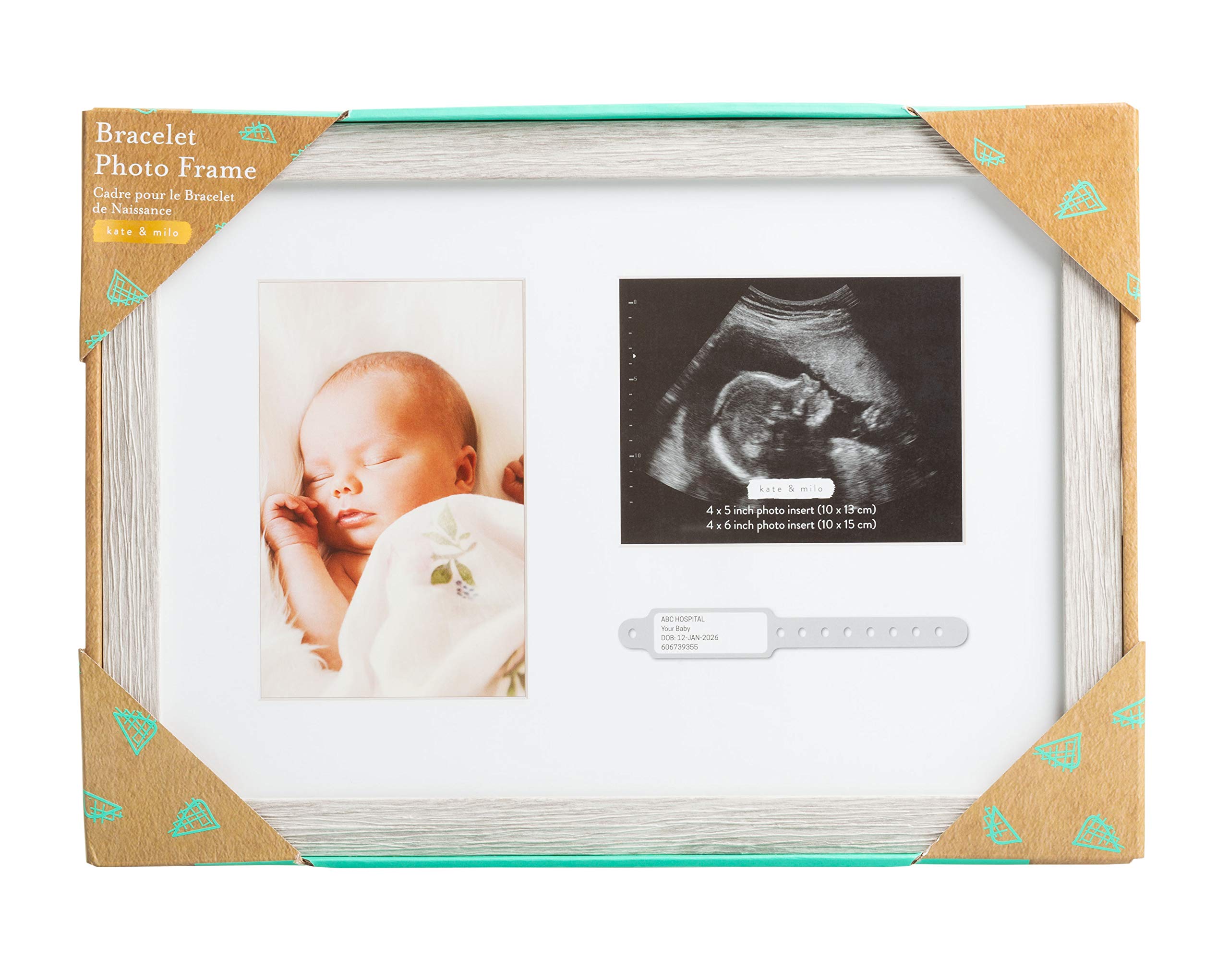 Kate & Milo Rustic Pregnancy Bracelet ID & Sonogram Picture Frame - Gender Neutral Nursery Decor for Baby Showers, Newborn Gifts & Keepsake Memories