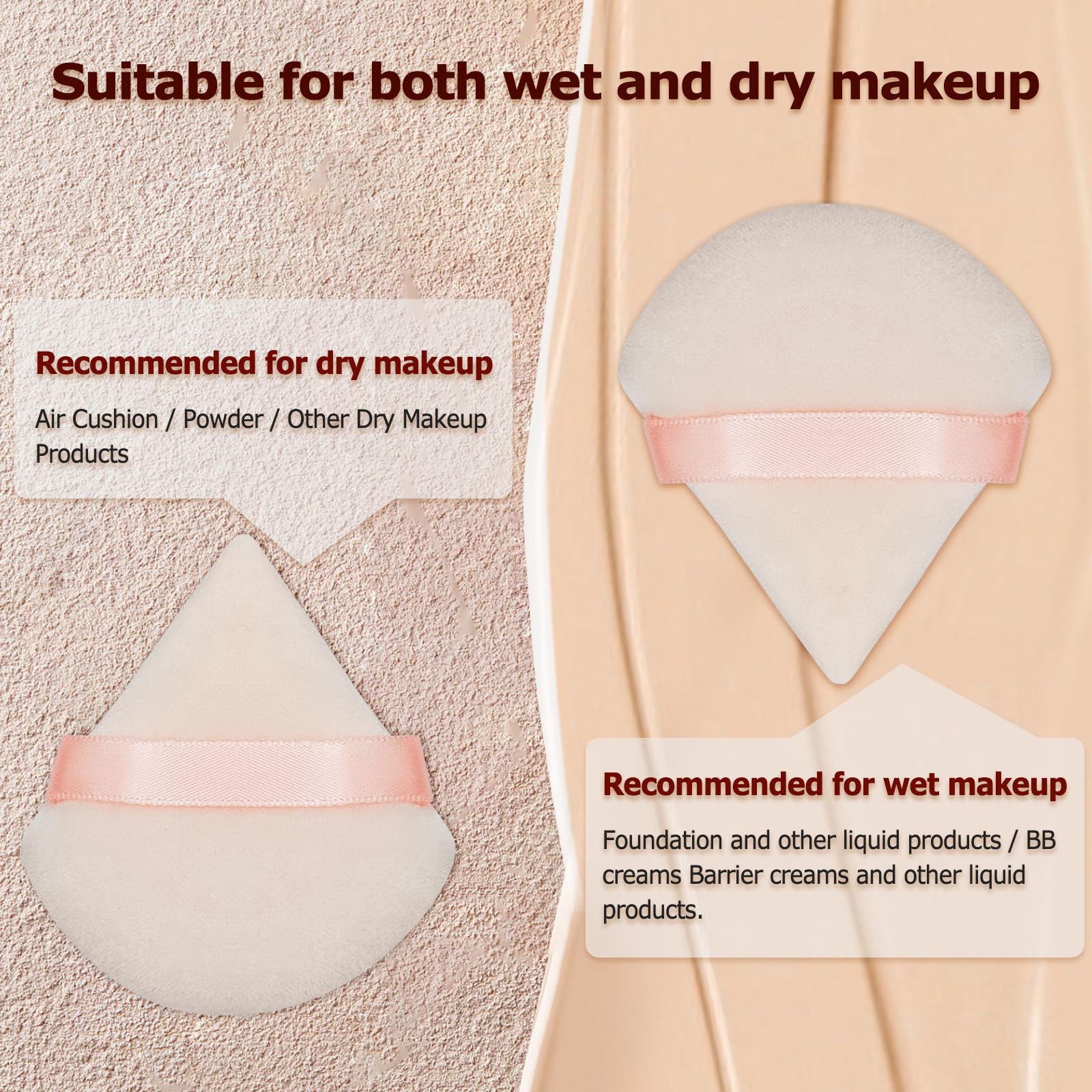 16Pcs Triangle Powder Puffs for Loose & Body Powder - Soft Makeup Sponge Applicators for Flawless Face & Body Makeup - Perfect for Travel & Professional Makeup Kits