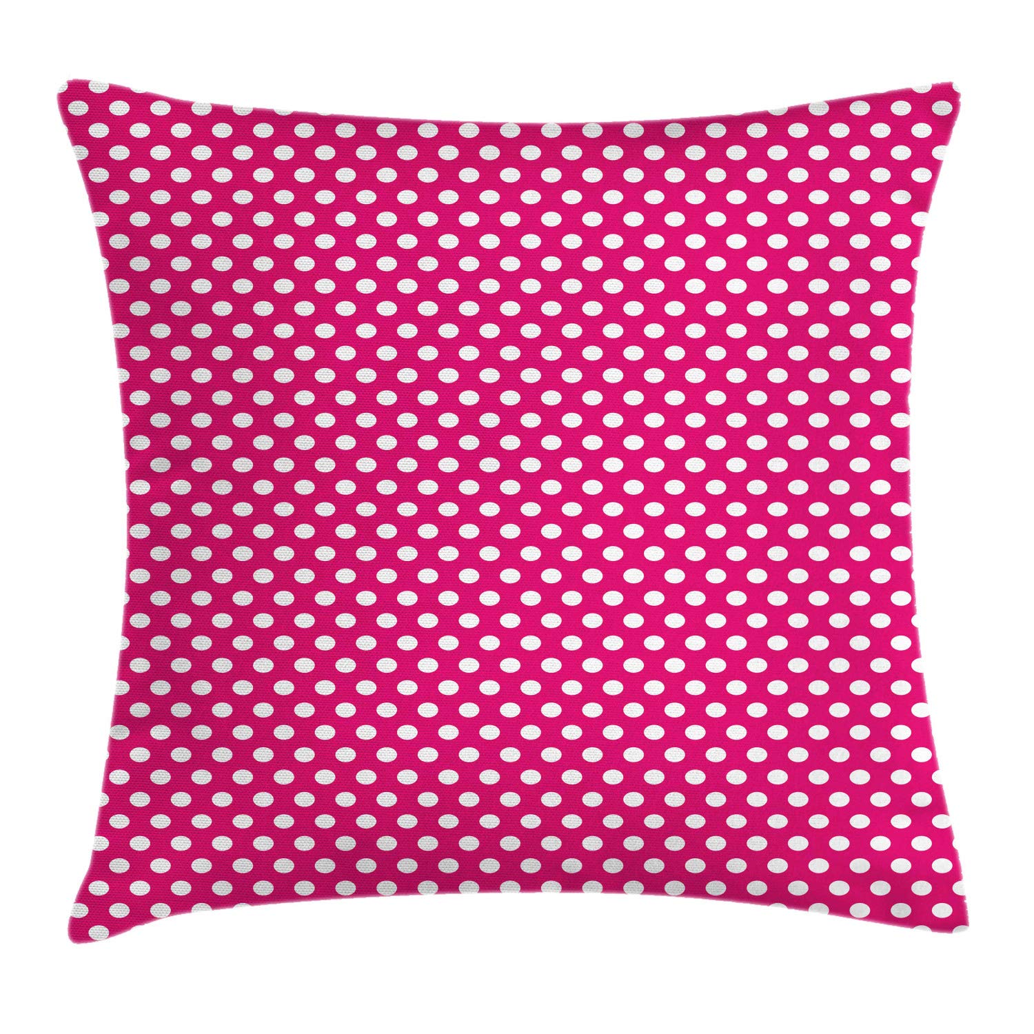Ambesonne Pink Polka Dots Decorative Throw Pillow Cover 28x28 Inches - Modern Minimalist Square Cushion Case with White Blot Print, Magenta & White - Perfect for Living Room, Bedroom & Home Decor
