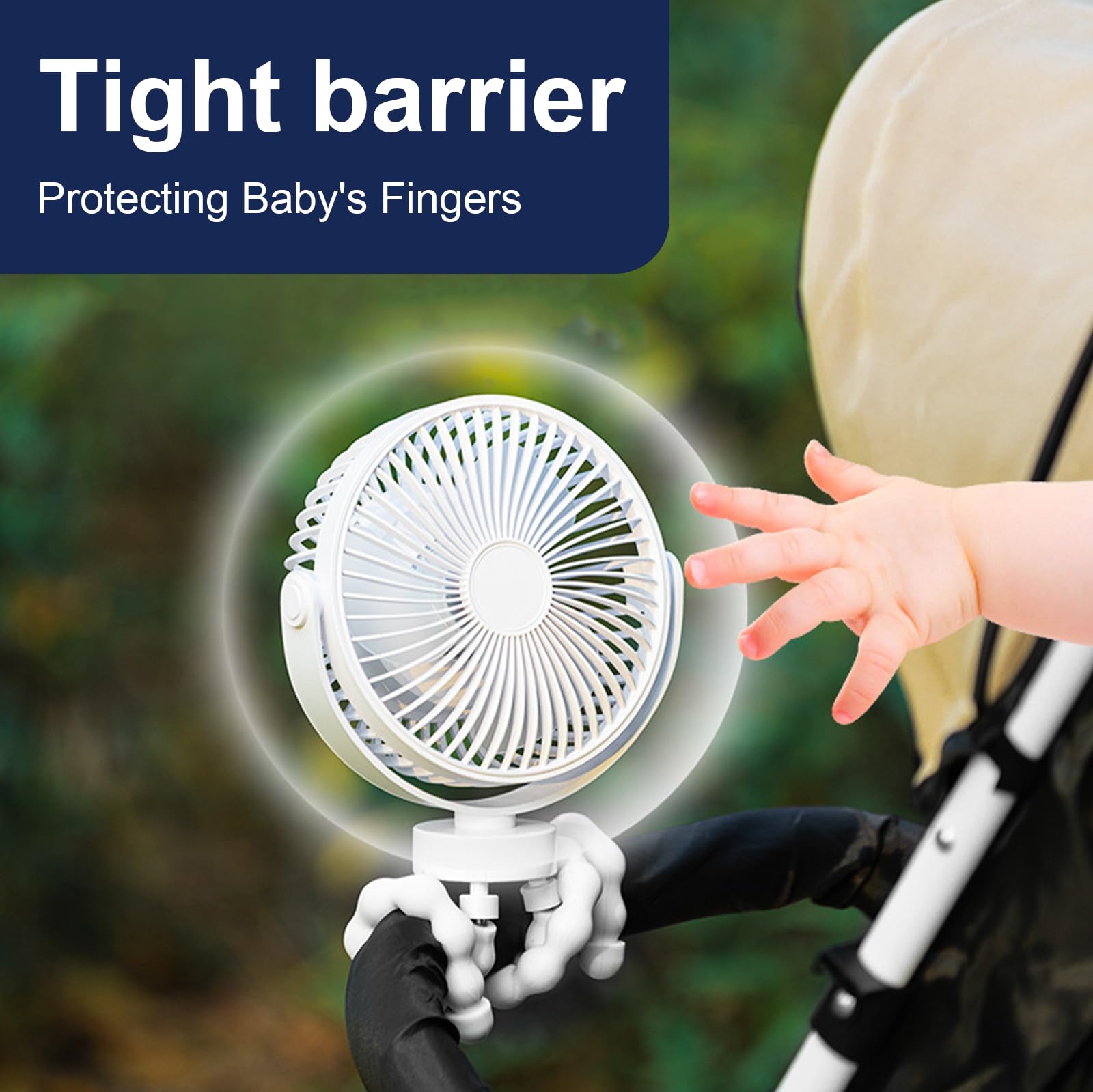 Muloo Baby Stroller Fan - Detachable 3-Speed Clip On Fan with Flexible Tripod, Portable Cooling Fan for Pram, Car, Travel & Office Desk Use | Perfect for Babies, Kids & Adults