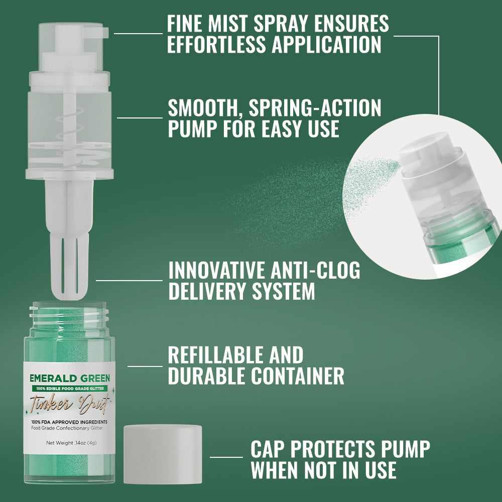 Emerald Green Tinker Dust® Glitter - 4g Spray Pump for Crafts, DIY Projects & Cosmetics | Wholesale Bulk Glitter for Nails, Art & Body Makeup