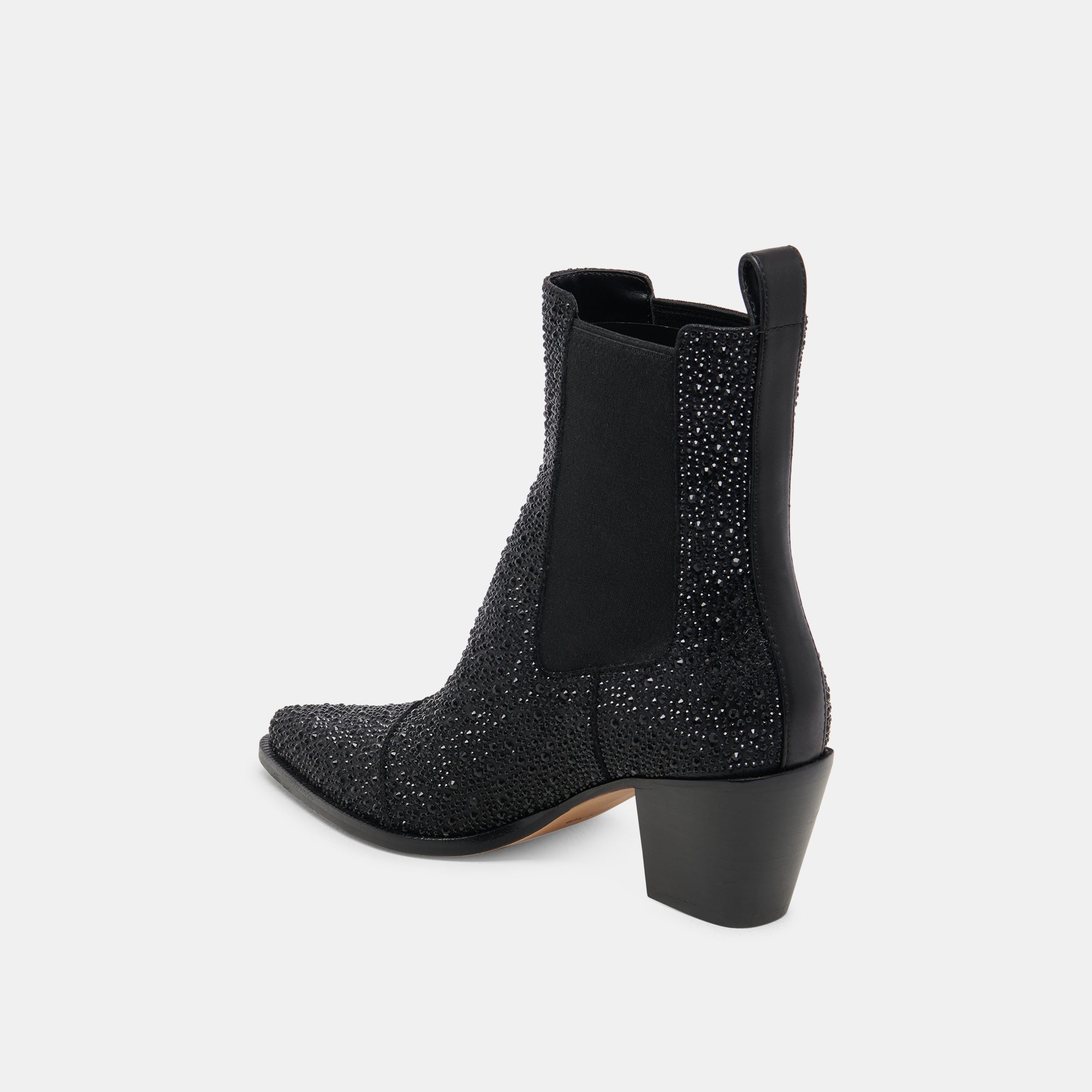 SHADIE Black Metallic Crystal Booties - Women's Fashion Ankle Boots for Party, Evening & Special Occasions