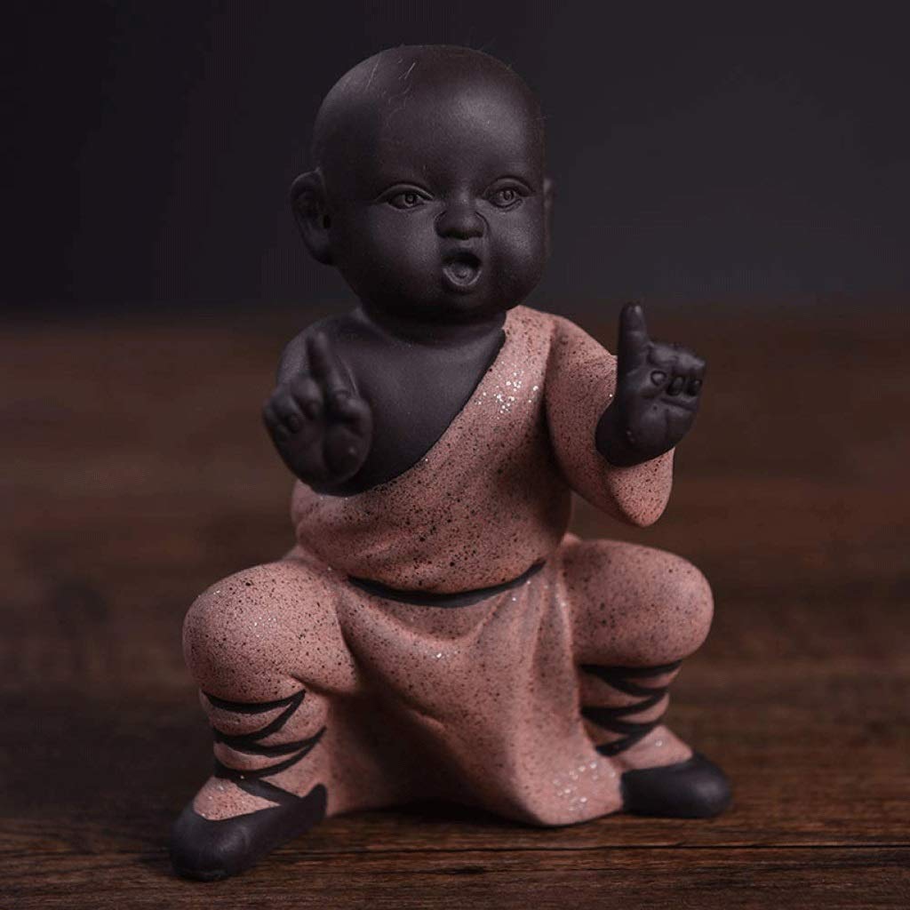 Chinese Kung Fu Monks Figurine - Handcrafted Ceramic Statue for Home Decor, Living Room Ornament & Zen Meditation Gift | Perfect for Feng Shui, Yoga Studios & Asian-Themed Interiors (Color: D)