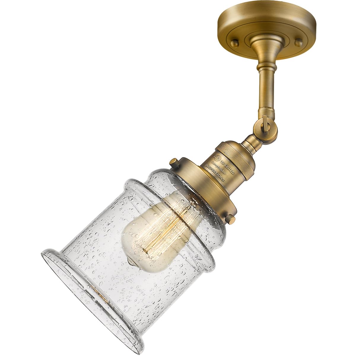 Innovations 201F-BB-G184-LED Brushed Brass Semi-Flush Mount Ceiling Light Fixture - Modern LED Lighting for Bedroom, Living Room & Hallway