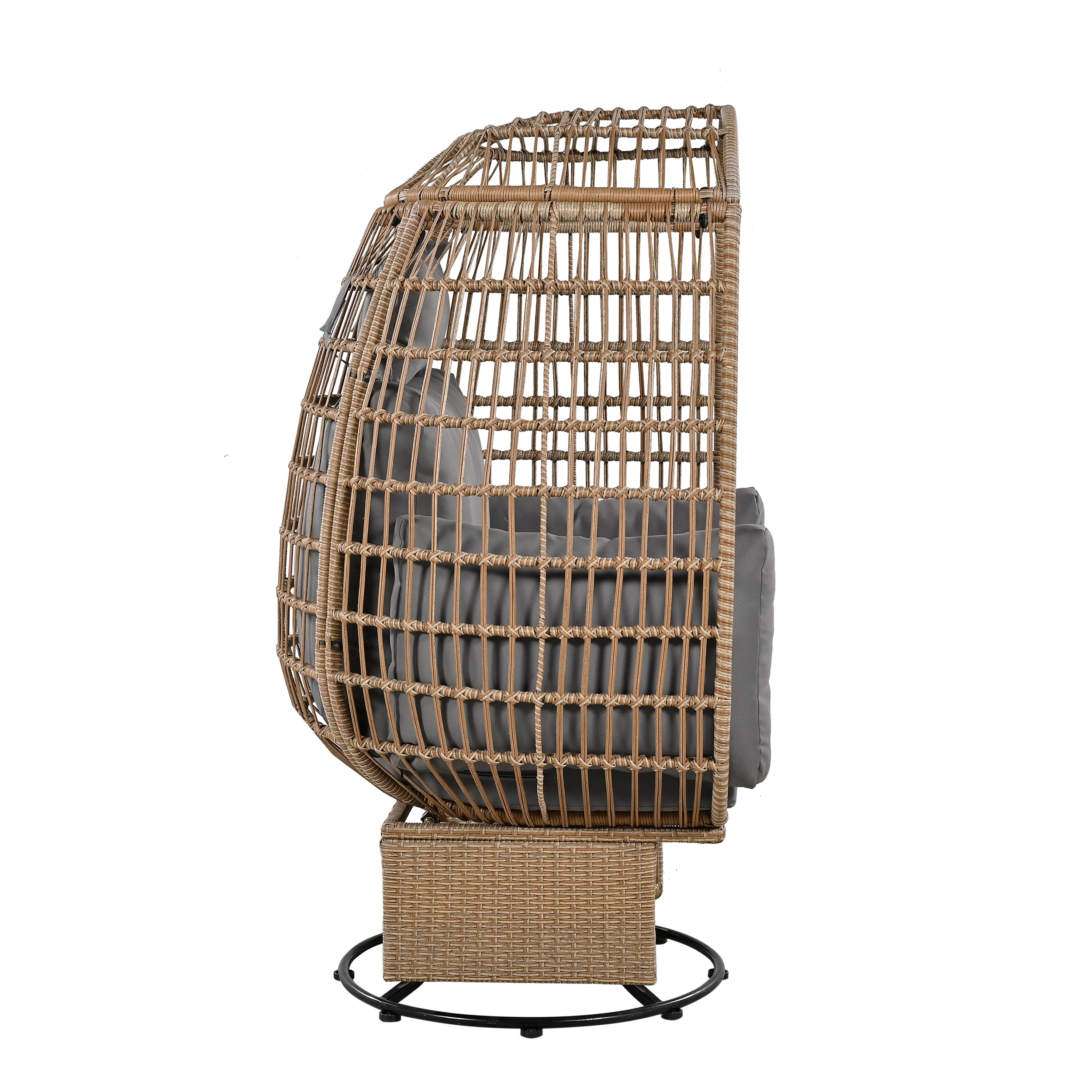 Outdoor Swivel Rocking Chair with Cushions - Rattan Egg Patio Chair for Balcony, Poolside, Garden - Perfect for Relaxing, Lounging & Sunbathing