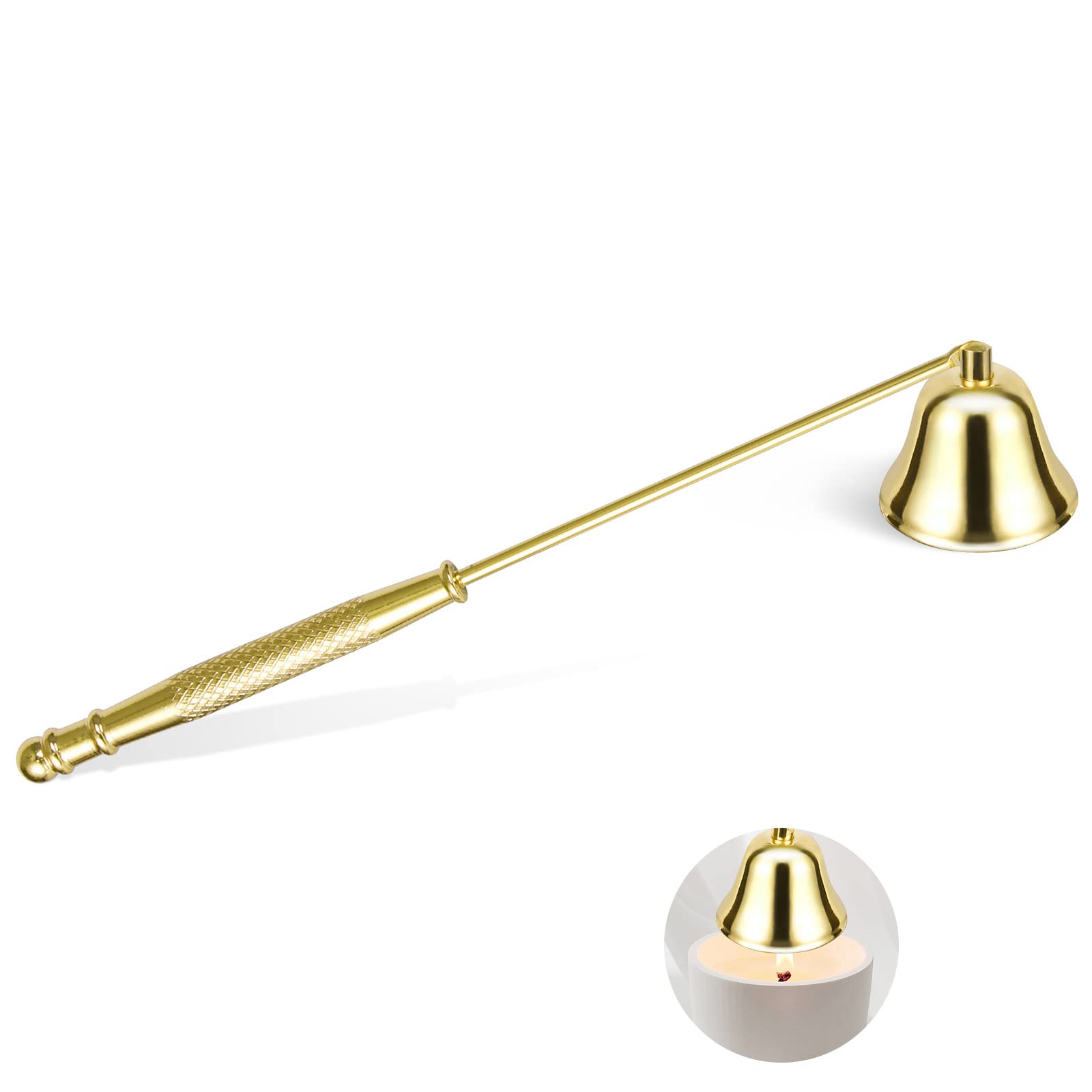 Long Handle Metal Candle Snuffer for Scented & Aromatherapy Candles - Gold