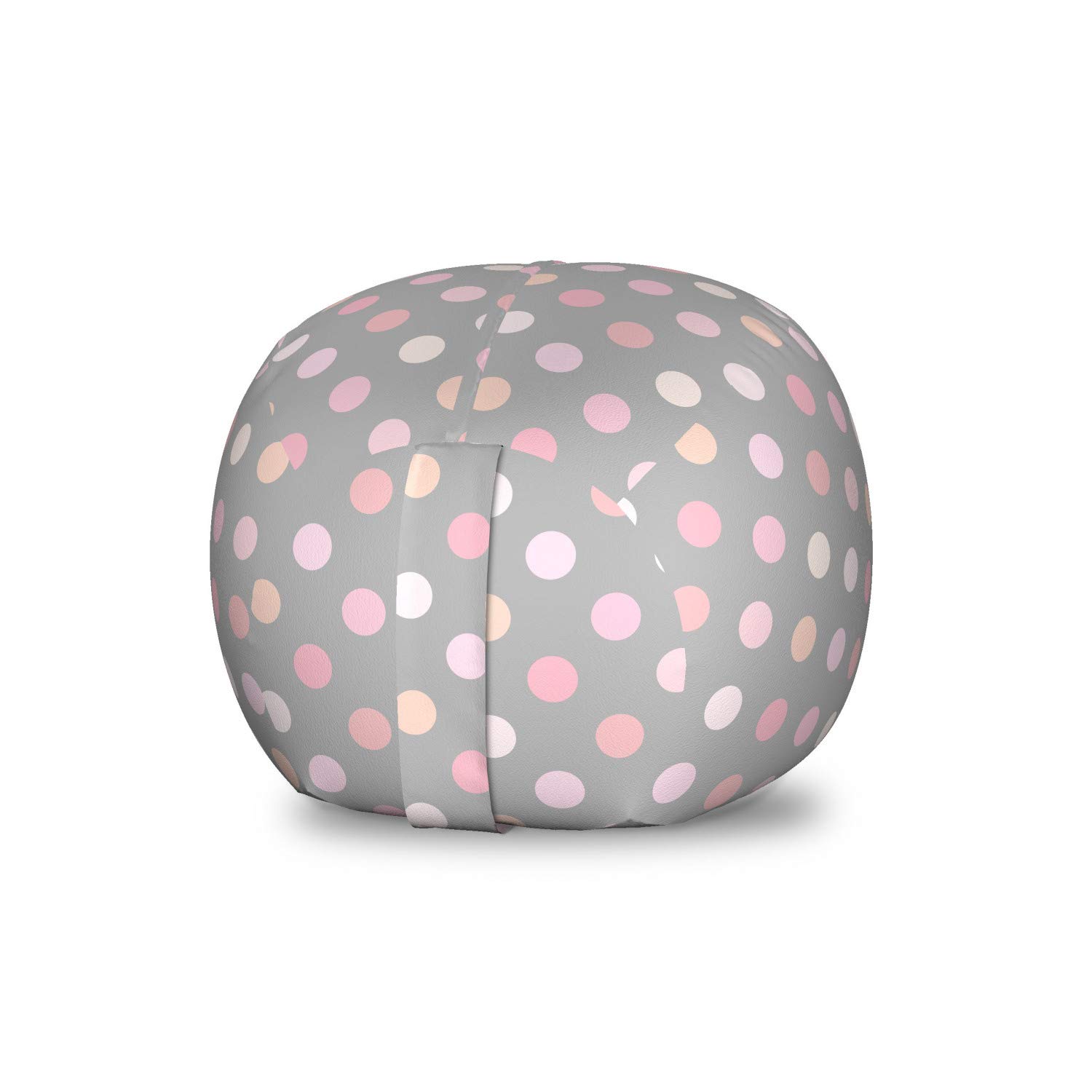 Ambesonne Pastel Storage Toy Bag Chair - Rosy Polka Dot Stuffed Animal Organizer, Washable Small Size Taupe Pink - Perfect for Kids' Room, Nursery, and Playroom Organization