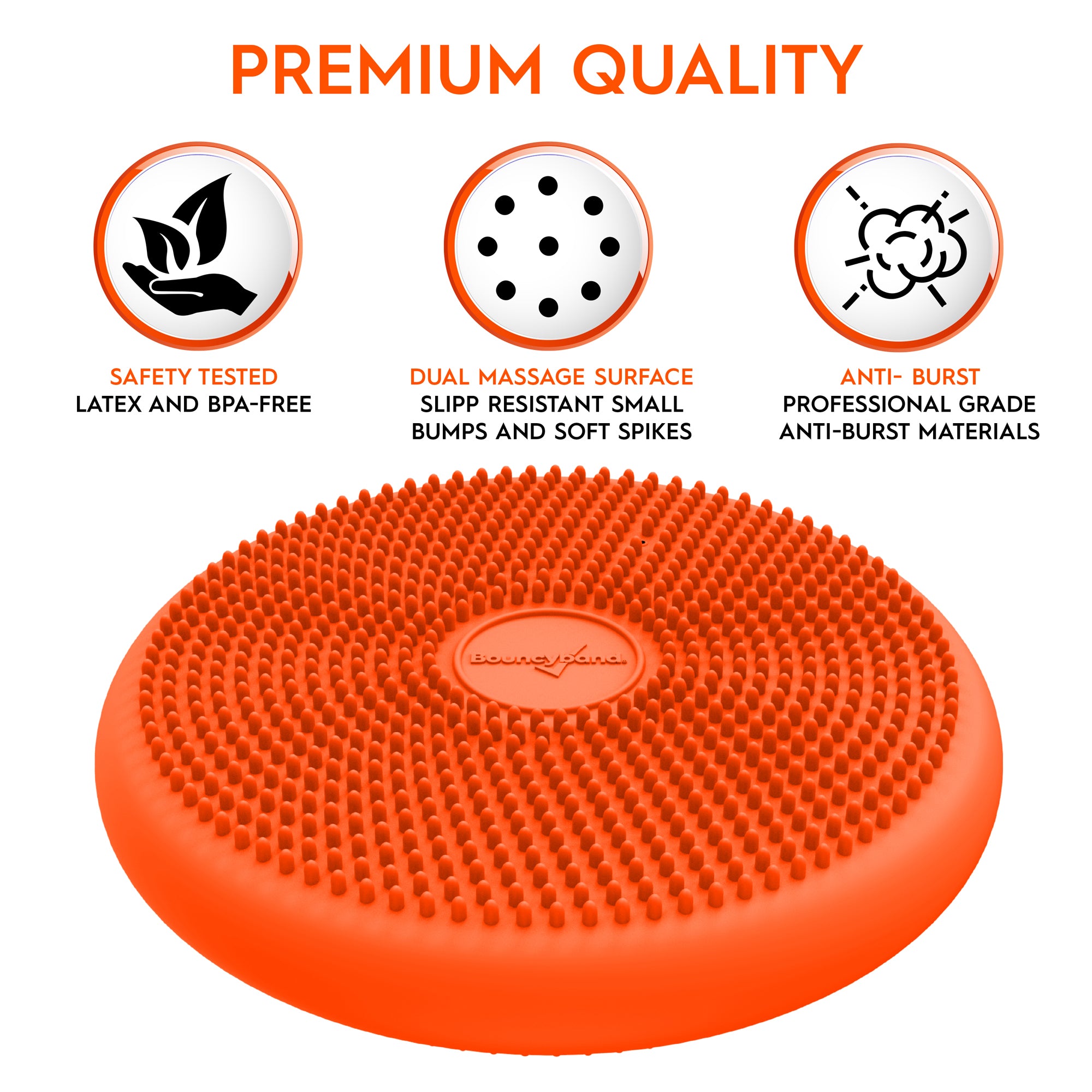 Bouncyband Big Wiggle Seat Sensory Cushion for Kids - Vibrant Orange - Improves Focus & Fidgeting - Ideal for Classroom, Homeschool & ADHD Therapy
