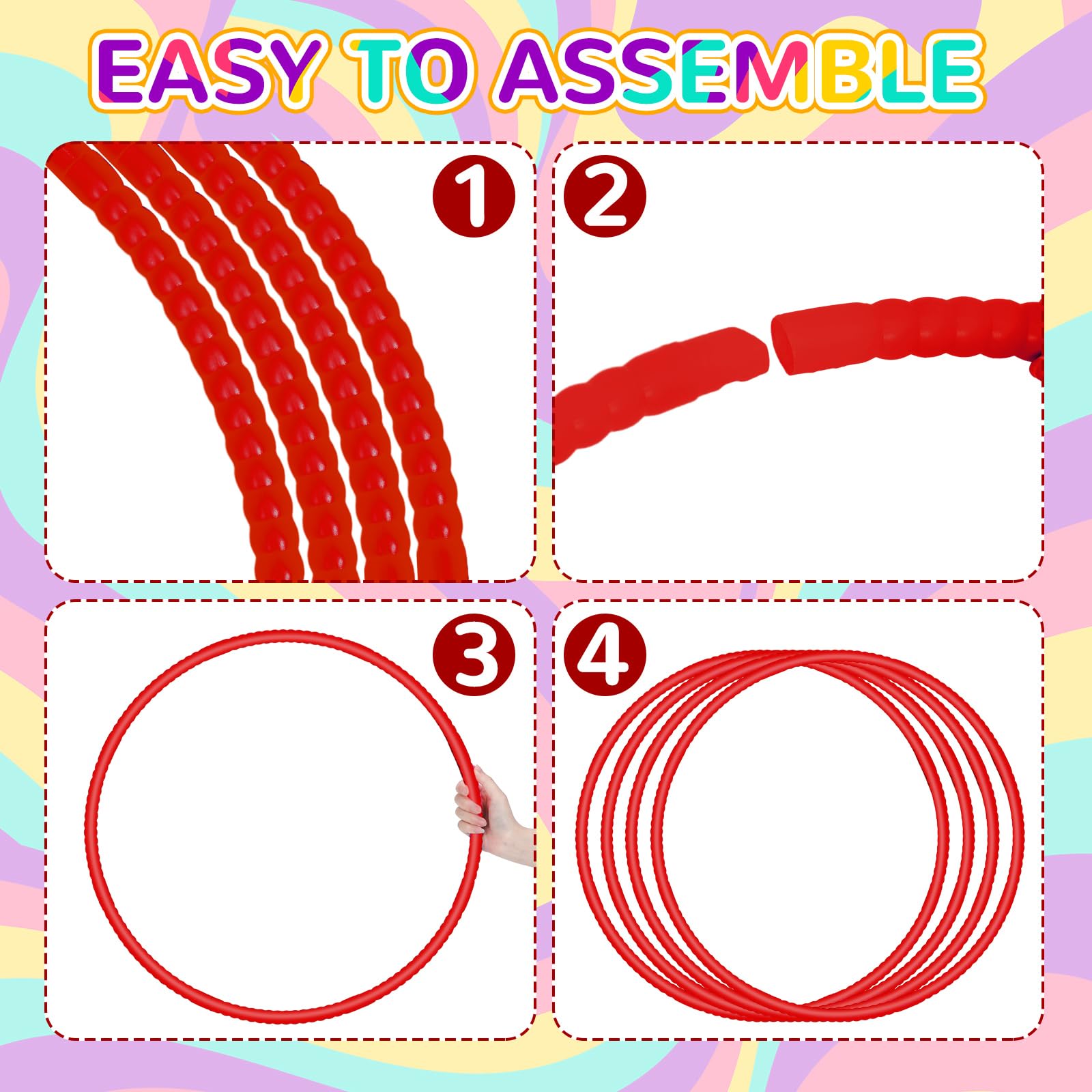 Shappy 6-Piece Detachable Exercise Hoop Set - Adjustable Plastic Toys for Playground, Gym & Dog Agility Training