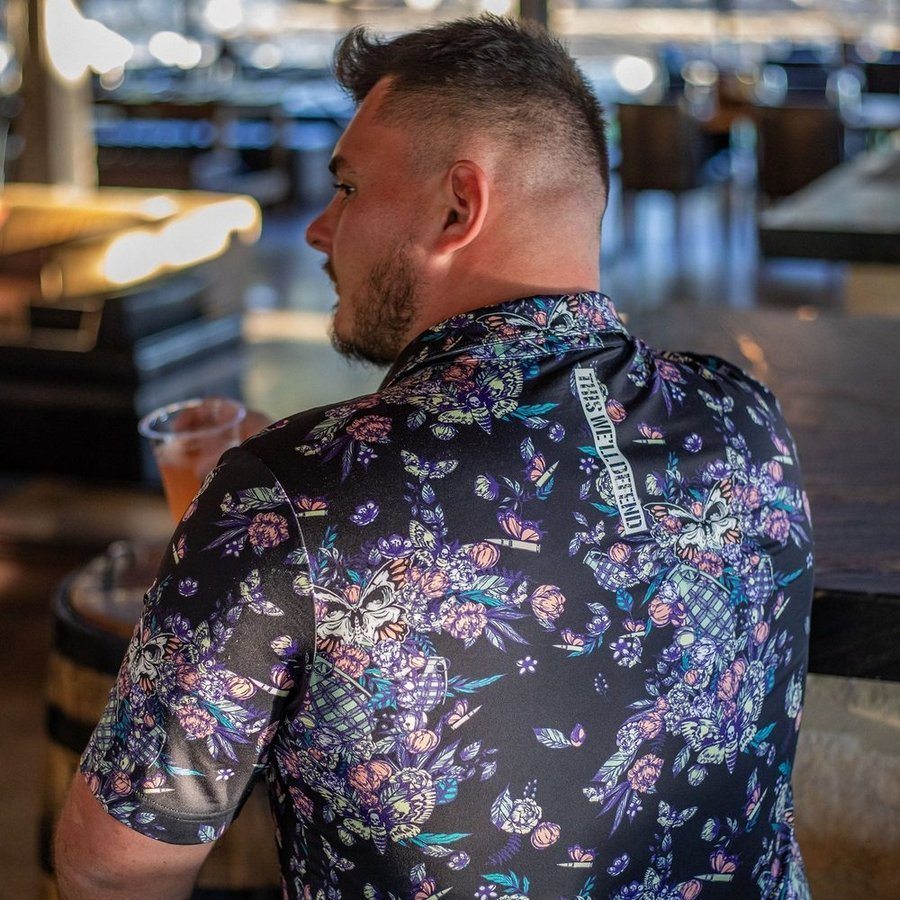 Men's Casual Polo Shirt - Grenade Paradise Print - Comfortable Short Sleeve Cotton Tee for Summer, Golf, and Outdoor Activities