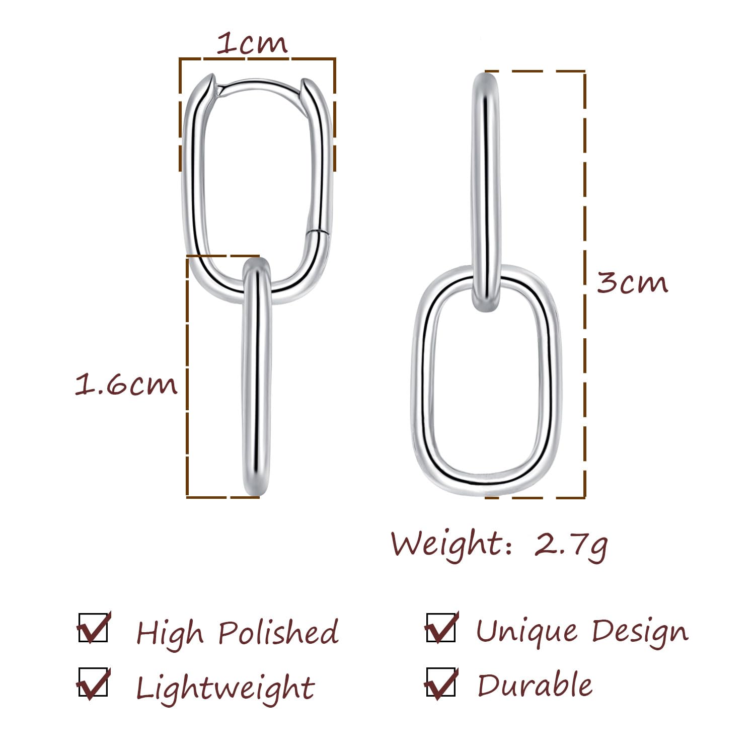Deyanse 925 Sterling Silver Double Oval Hoop Earrings for Women | Hypoallergenic Convertible Link Drop Dangle Earrings with Zircon | Small Huggies Round Earrings for Everyday Wear, Date Night & Special Occasions