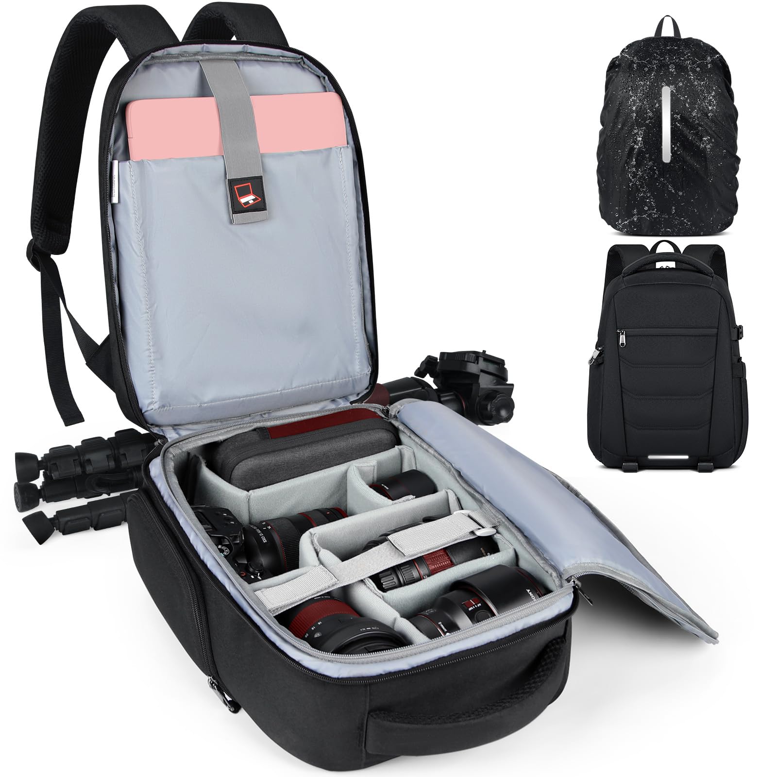 Professional Waterproof DSLR SLR Mirrorless Camera Backpack - Large Capacity Anti-Theft Photography Bag with Rain Cover & 14
