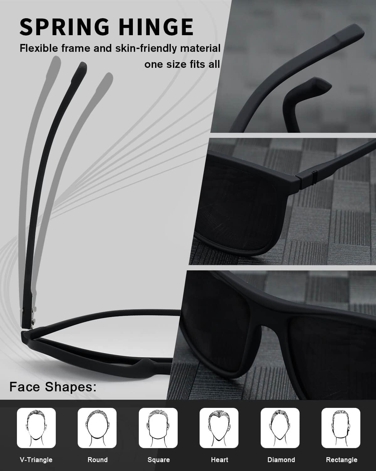 Meeloog Polarized Sunglasses for Men - UV Protection Rectangle Shades, Classic Square Sun Glasses for Driving, Fishing & Outdoor Activities | Fashionable & Durable Eyewear