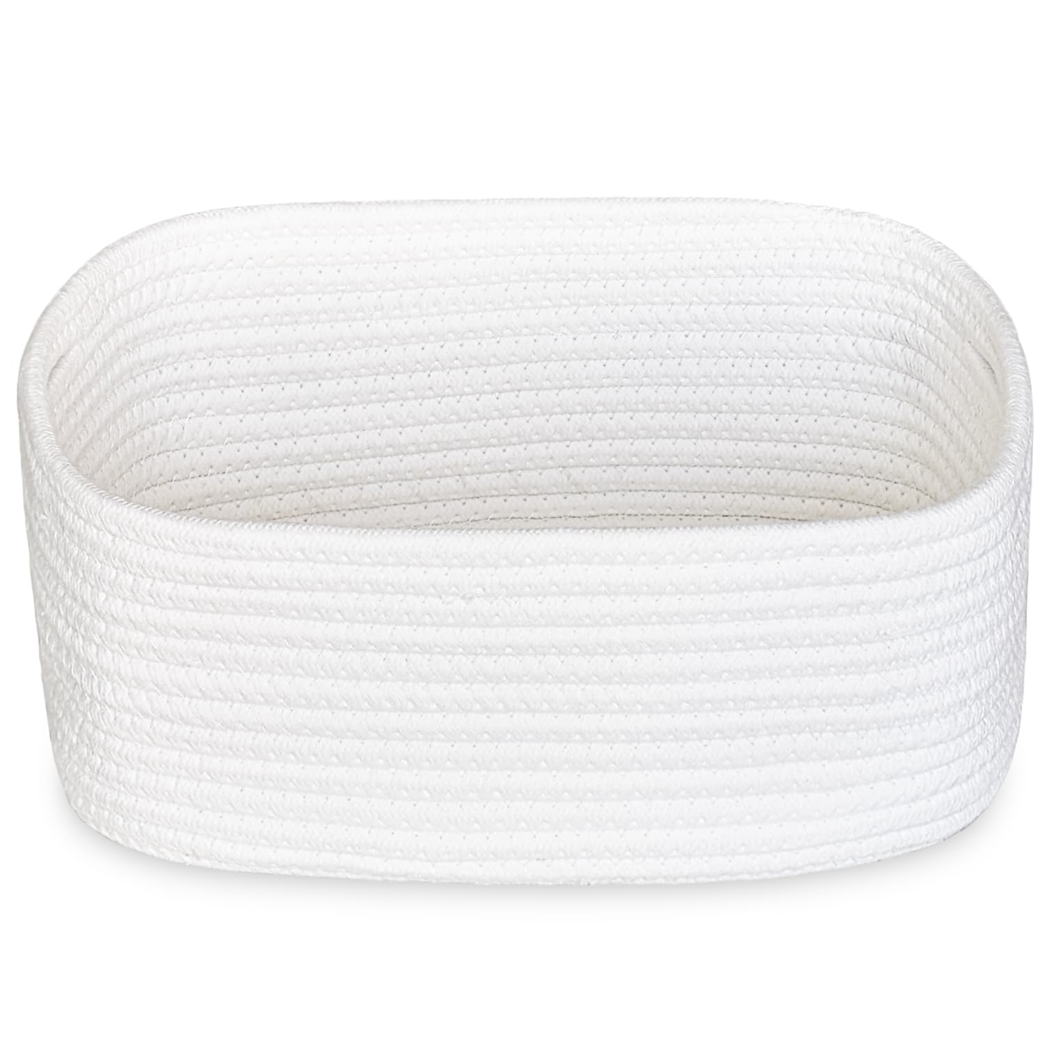 ABenkle Small White Woven Storage Basket - Organizer for Dog & Cat Toys, Shelves, Closet - Decorative Gift Box | Perfect for Pet Toy Storage & Home Organization