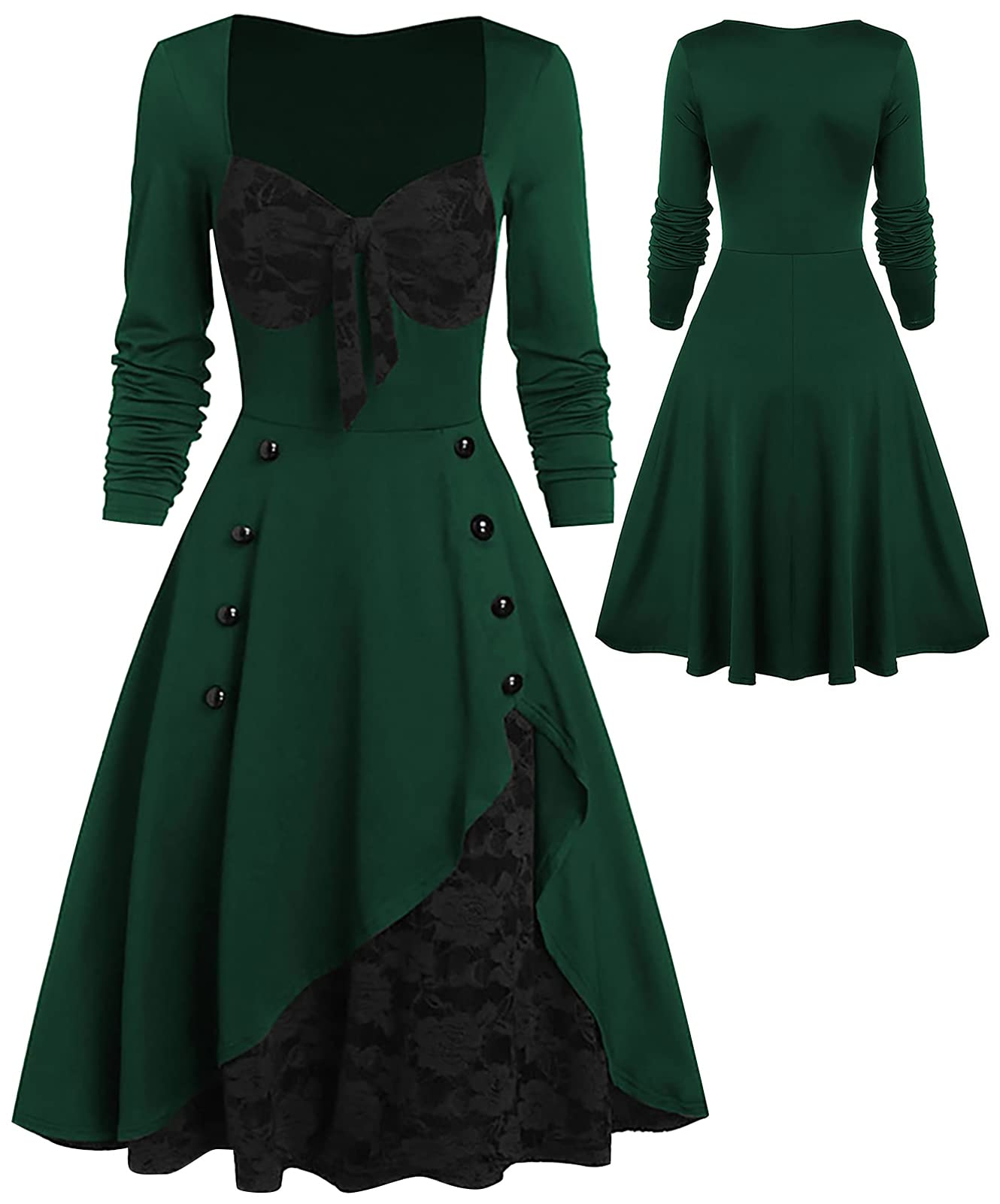 Gothic Victorian Lace Floral Steampunk Dress for Women - Vintage Elegant Gothic Skirt Costume for Halloween, Cosplay, and Themed Parties
