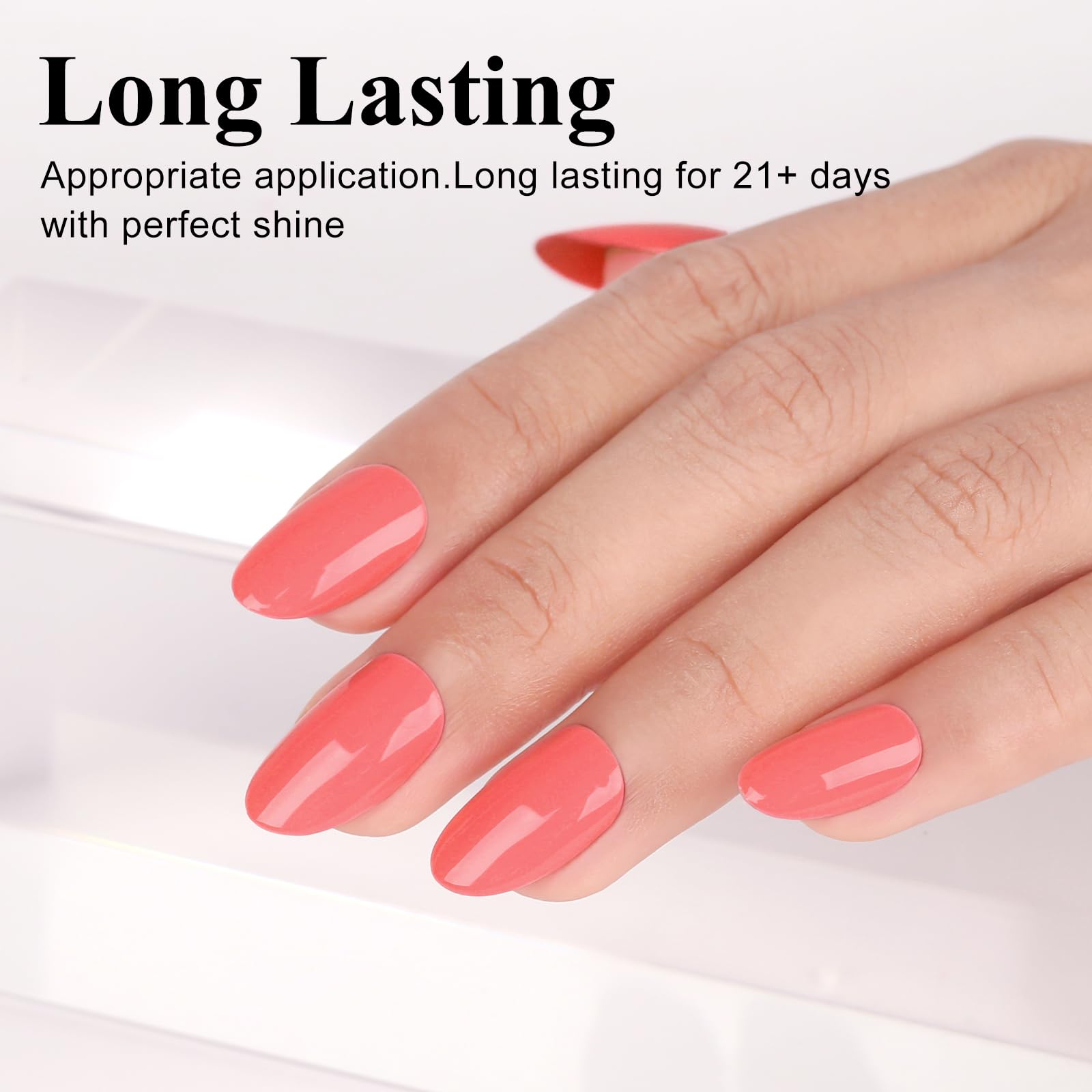 Imtiti Light Coral Gel Nail Polish - 0.5 Fl Oz Coral Orange Nail Lacquer for Salon & DIY Manicure, Long Lasting UV/LED Gel Polish Kit for Women & Girls - Perfect for Spring Summer Nails, Home Nail Art, Gift Ideas & Special Occasions