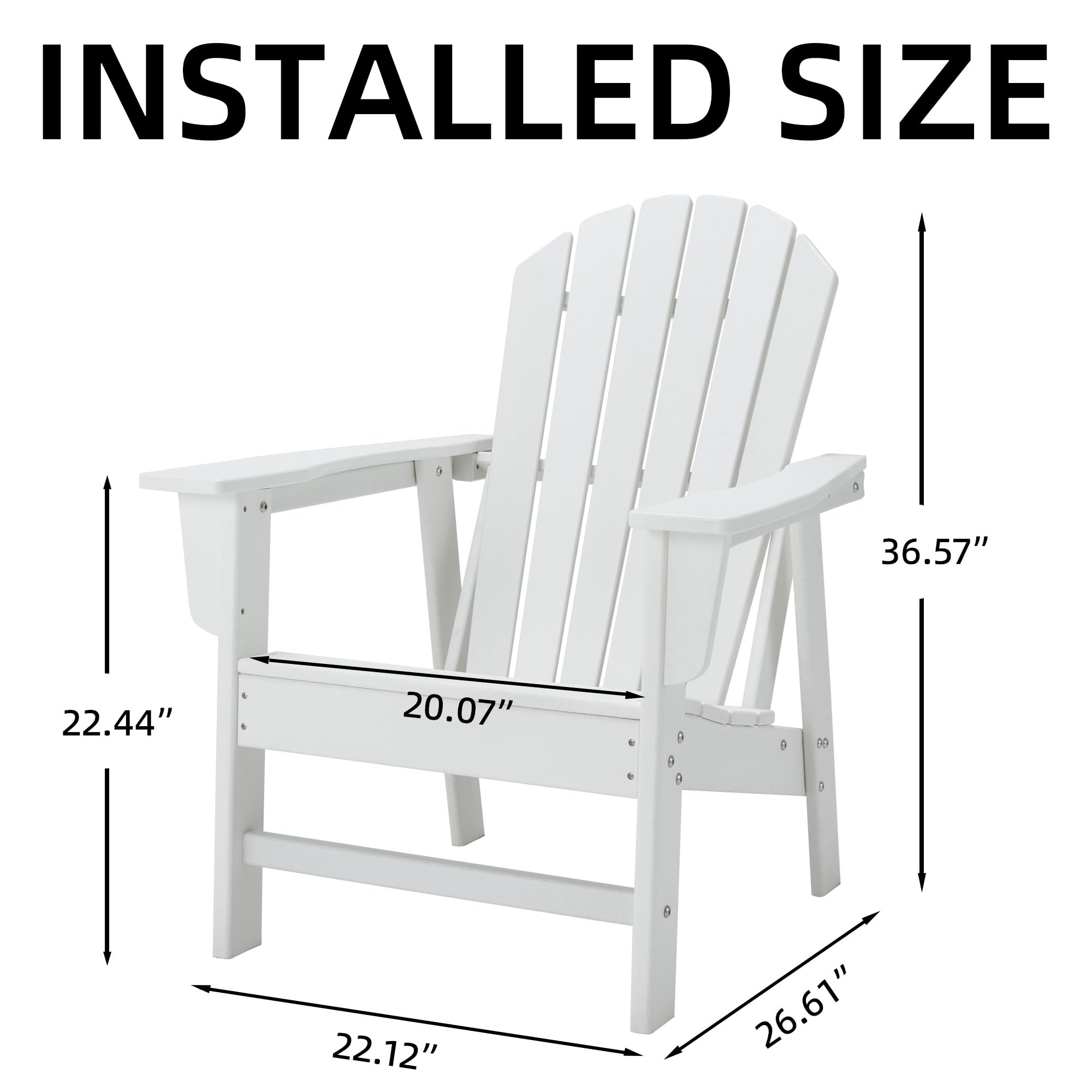 Durable White HDPE Plastic Adirondack Chairs - Weatherproof Outdoor Patio Furniture for Fire Pit Areas, Garden, Deck & Beachside Relaxation - Perfect for Backyards, Poolside & Coastal Homes