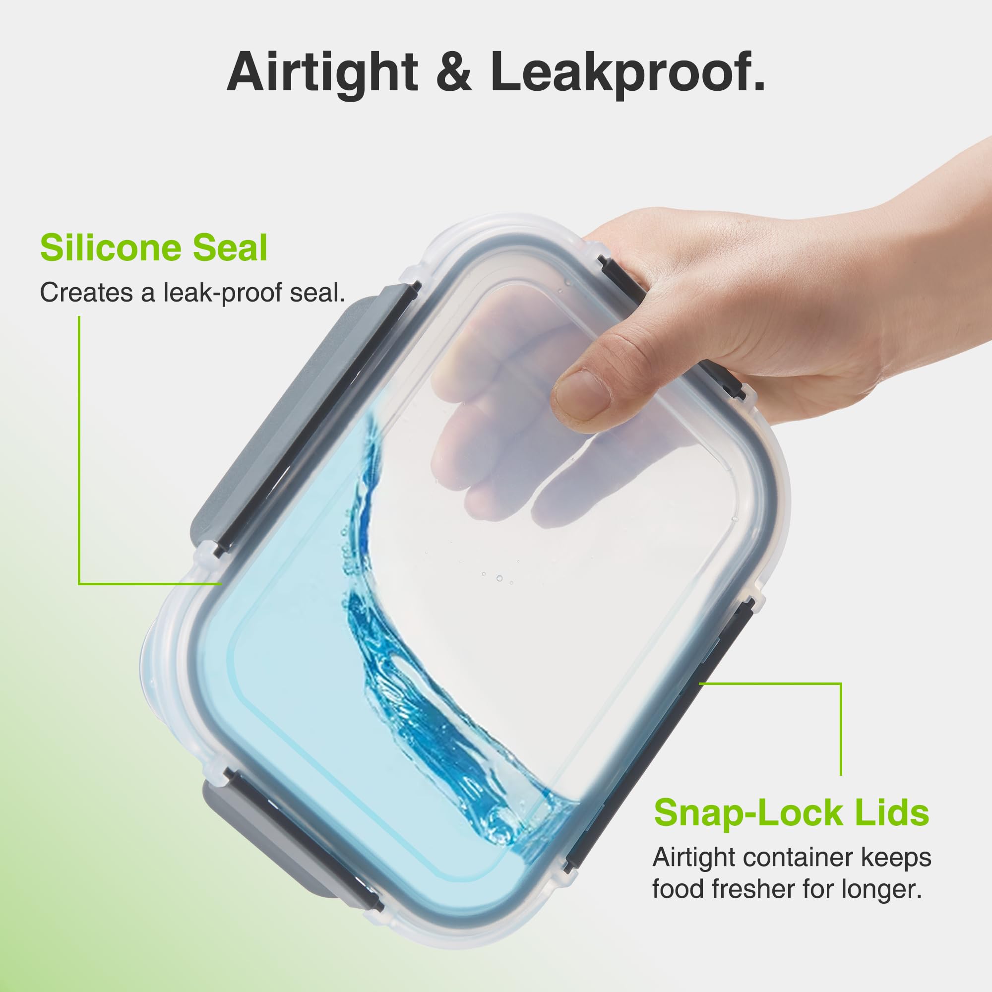 VonShef 5-Piece Glass Meal Prep Containers with Lids - 1L Airtight Food Storage Containers, Oven & Dishwasher Safe, Leakproof for Lunch Boxes & Batch Cooking - Perfect for Meal Prepping, Leftovers & Office Lunches