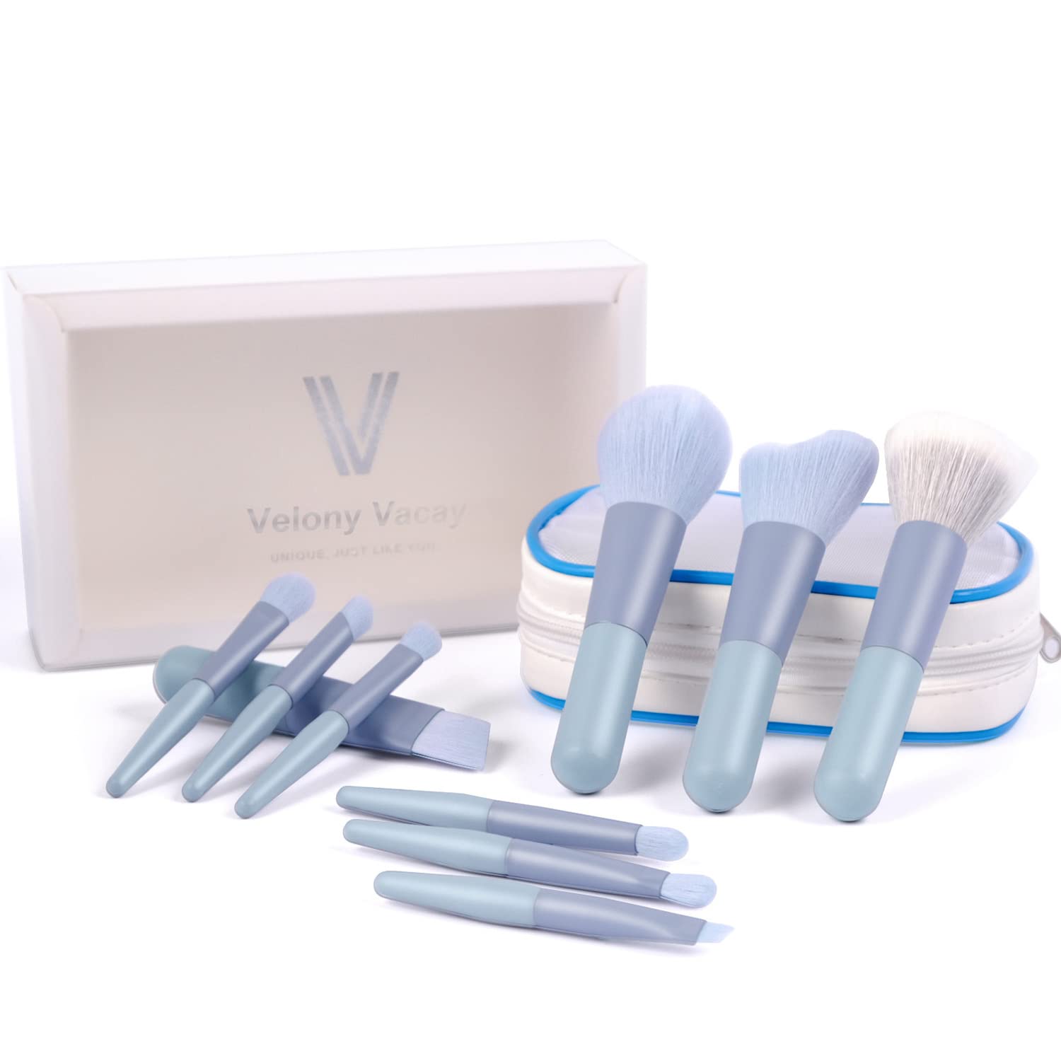 11Pcs Travel Makeup Brushes Set - Mini Portable Cosmetic Brush Kit with Travel Case for Blending, Foundation, Powder, Eyeshadow & Concealer | Perfect for On-the-Go Makeup, Vacation & Professional Use