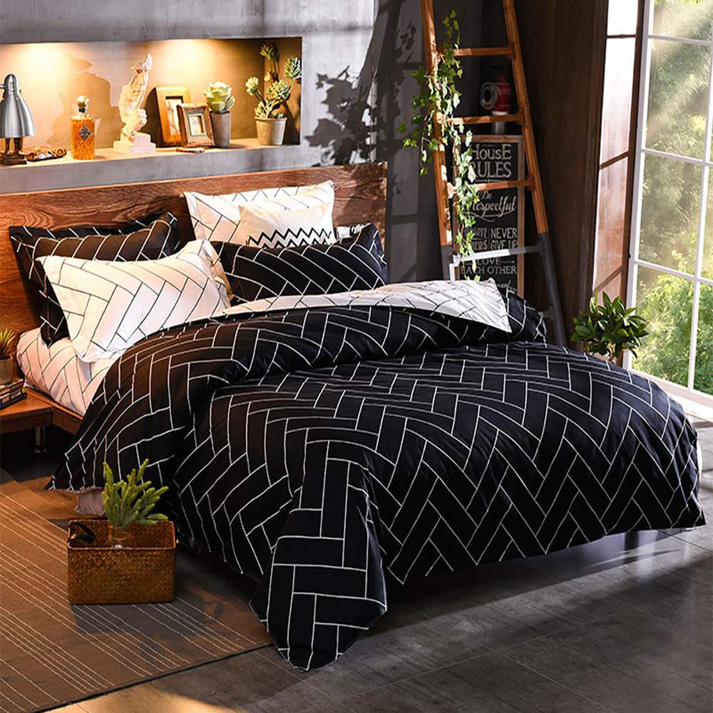 Black & White Queen Size Duvet Cover Set - Soft Bedding Quilt Cover with Pillowcases - Perfect for Master Bedroom, Guest Room & Cozy Home Decor