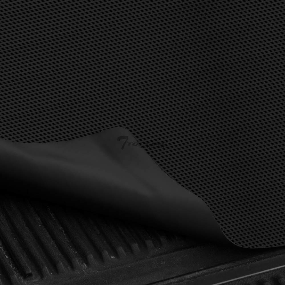 Black Rubber Horizontal Line Truck Bed Floor Mat Liner v2 for 07-21 Toyota Tundra 5.6 Ft (67.2