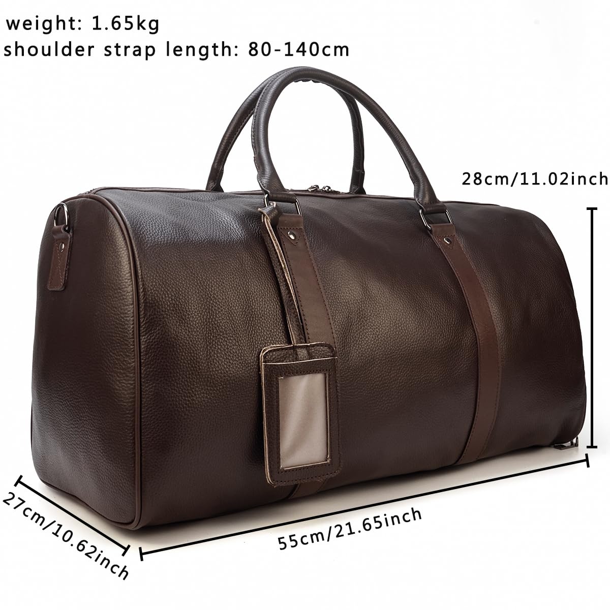 Premium Genuine Leather Travel Duffel Bag for Men & Women - Durable Overnight & Weekend Gym Bag - Sports Duffel with Spacious Compartments (9423 Brown) - Perfect for Business Trips, Gym Workouts & Weekend Getaways