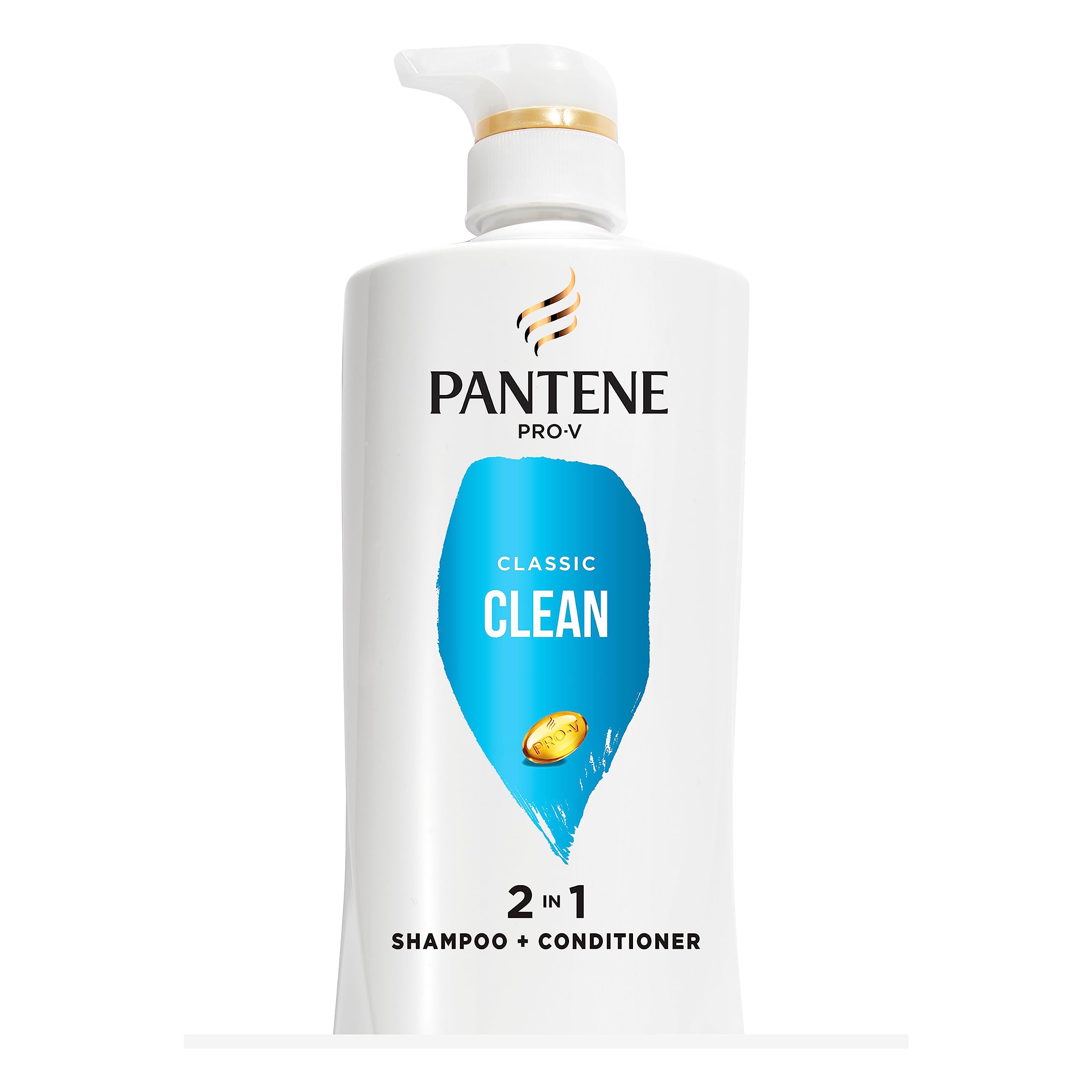 Pantene PRO-V Classic Clean 2in1 Shampoo + Conditioner, 17.9oz/530mL - Daily Hair Care for Smooth & Shiny Hair - Perfect for Home & Travel Use