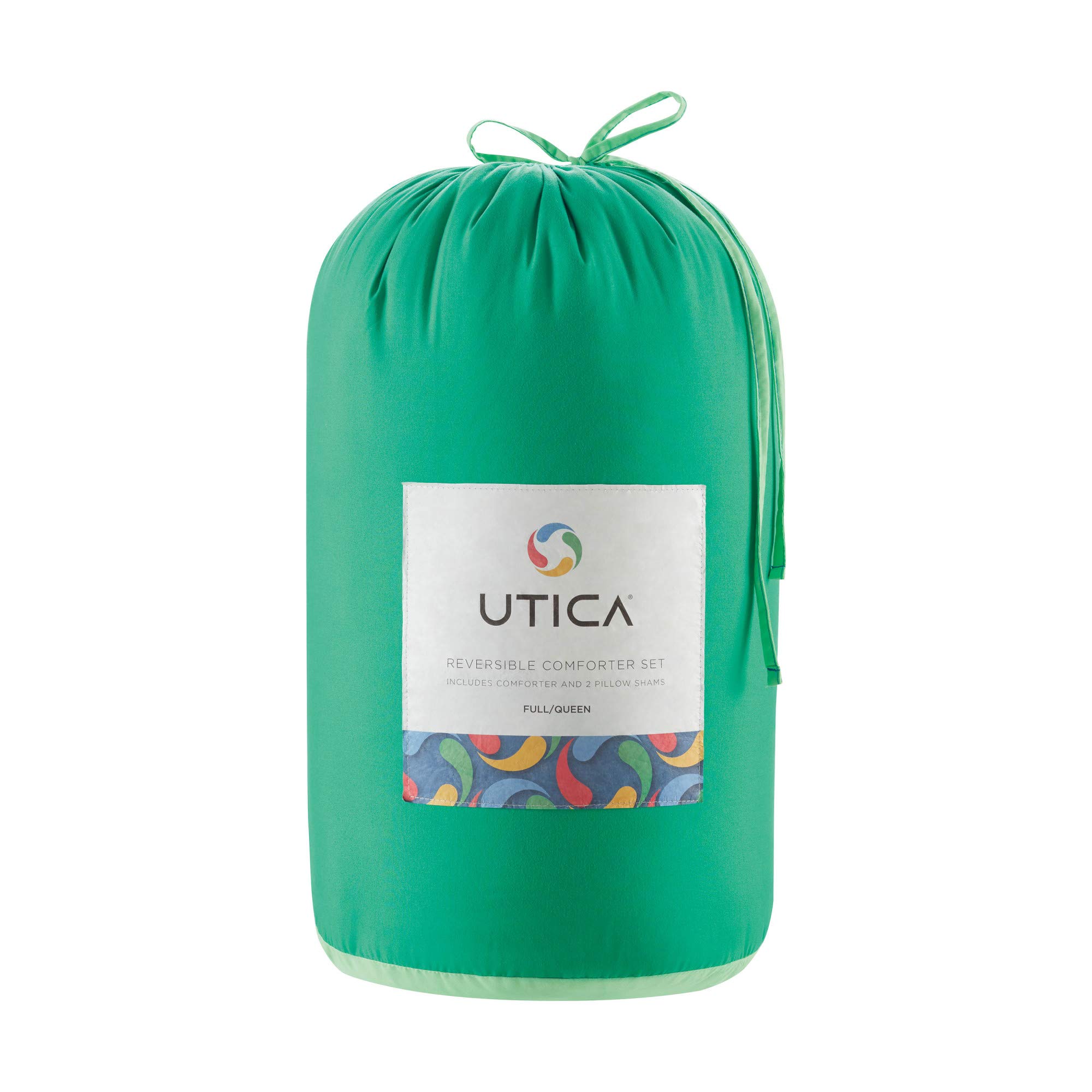Utica® Solid Reversible King Size Green Comforter Set - 100% Cotton Bedding for All Seasons | Perfect for Master Bedroom, Guest Room & Cozy Home Decor