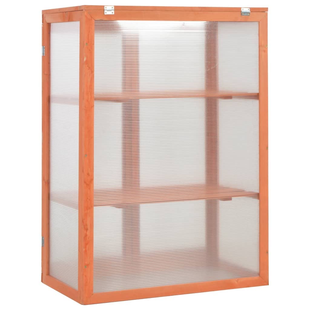 vidaXL Wooden Garden Greenhouse with Polycarbonate Panels - Durable Hobby Greenhouse for Plants - Weatherproof Cold Frame for Outdoor Use - 2-Tier Shelving Design (29.5