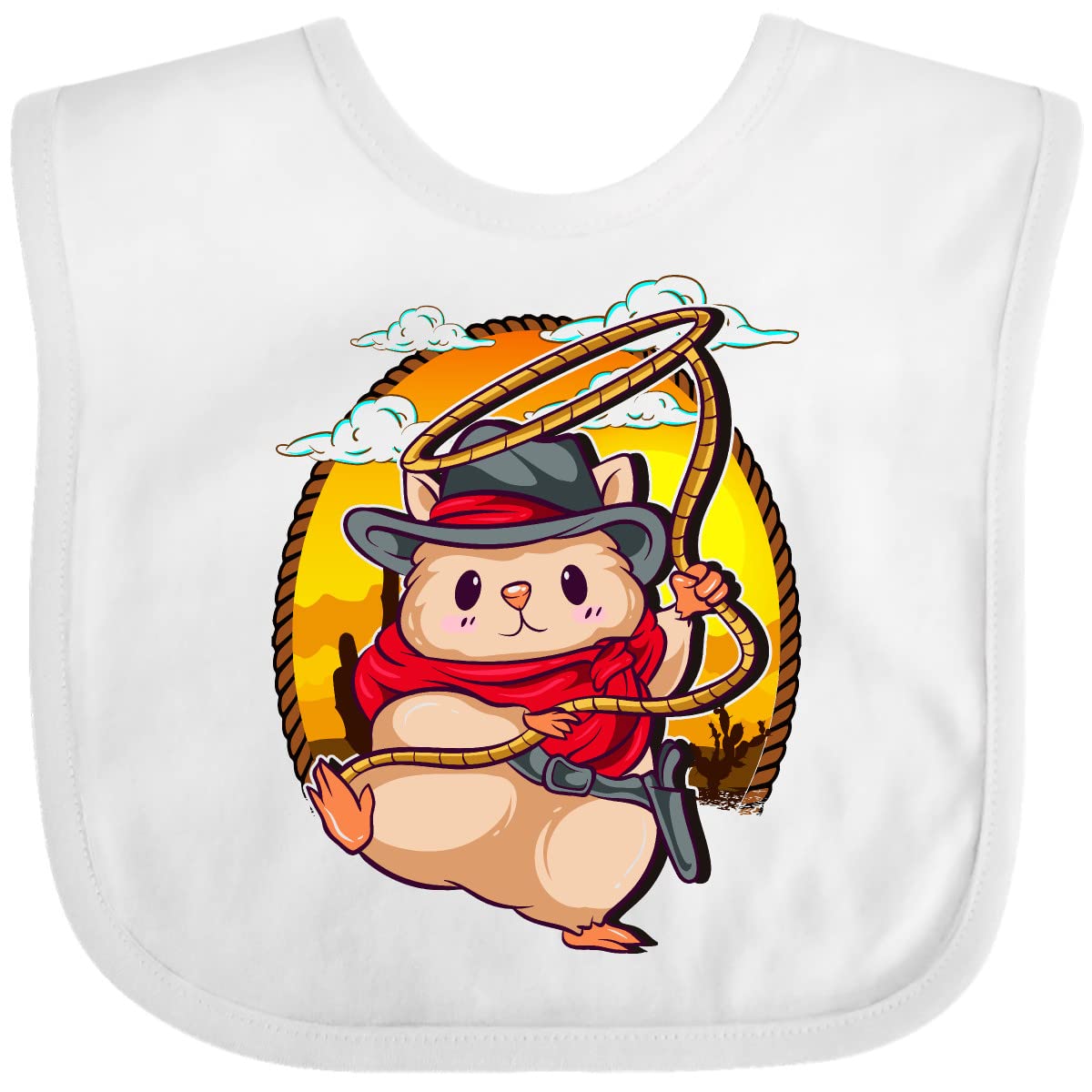 Inktastic Cowboy Baby Clothes - Adorable Hamster Print Baby Bib for Boys & Girls - Perfect for Feeding, Playtime, and Photo Shoots