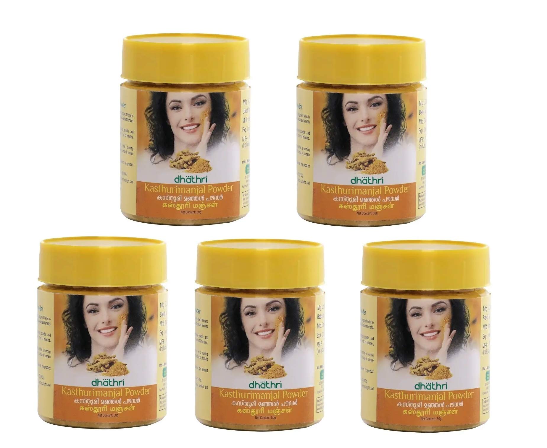 Dhathri Kasthuri Manjal Powder - Wild Turmeric Powder for Acne, Dark Spots & Tan Removal | Kasturi Haldi Face & Body Treatment | Natural Skin Brightening & Glow | Pack of 5 | Perfect for Daily Skincare & Ayurvedic Beauty Rituals