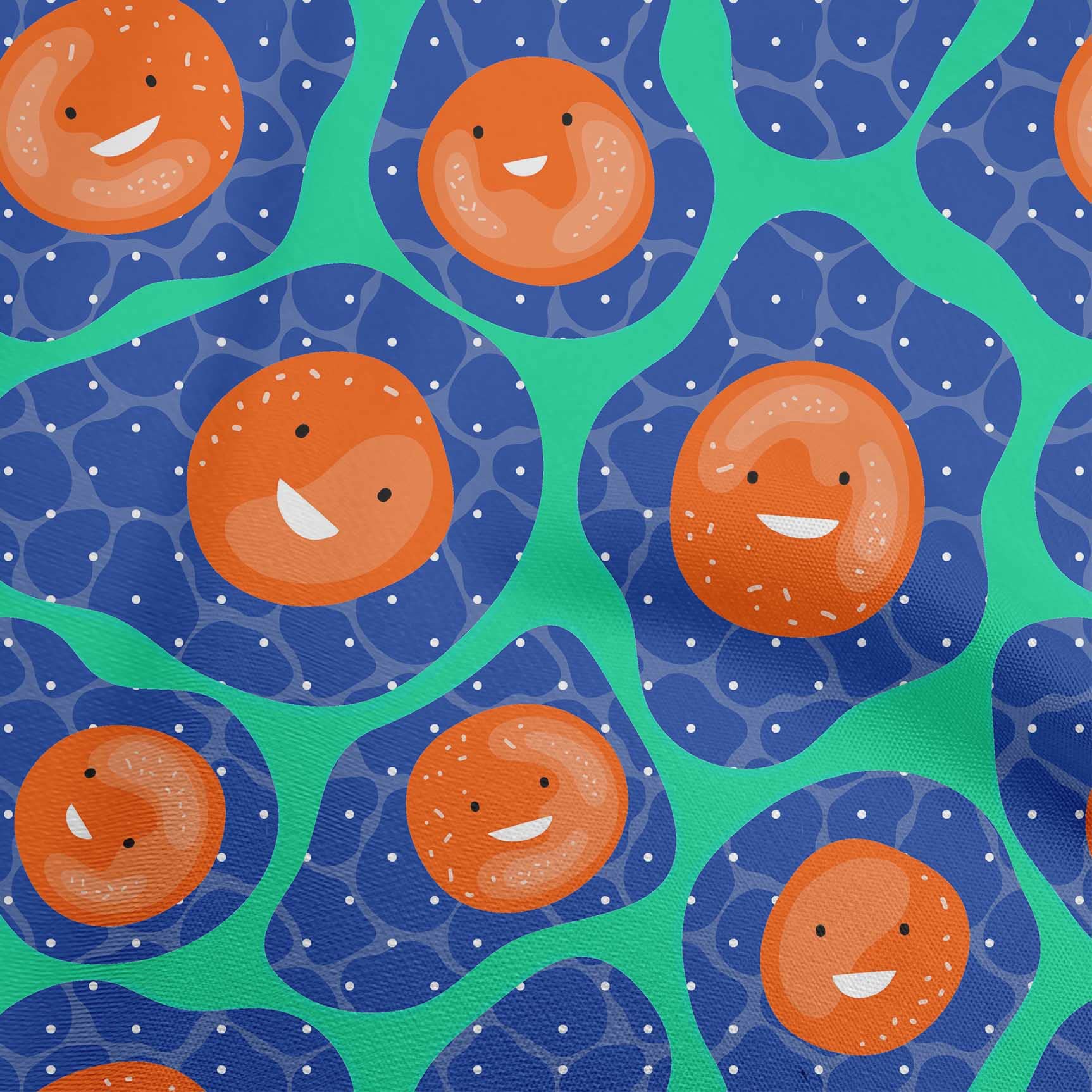 Premium 100% Cotton Cambric Fabric - Orange Kawaii Fried Egg Print, 42 Inch Wide for DIY Clothing & Sewing Projects | Perfect for Cute Asian-Inspired Dresses, Aprons & Home Decor