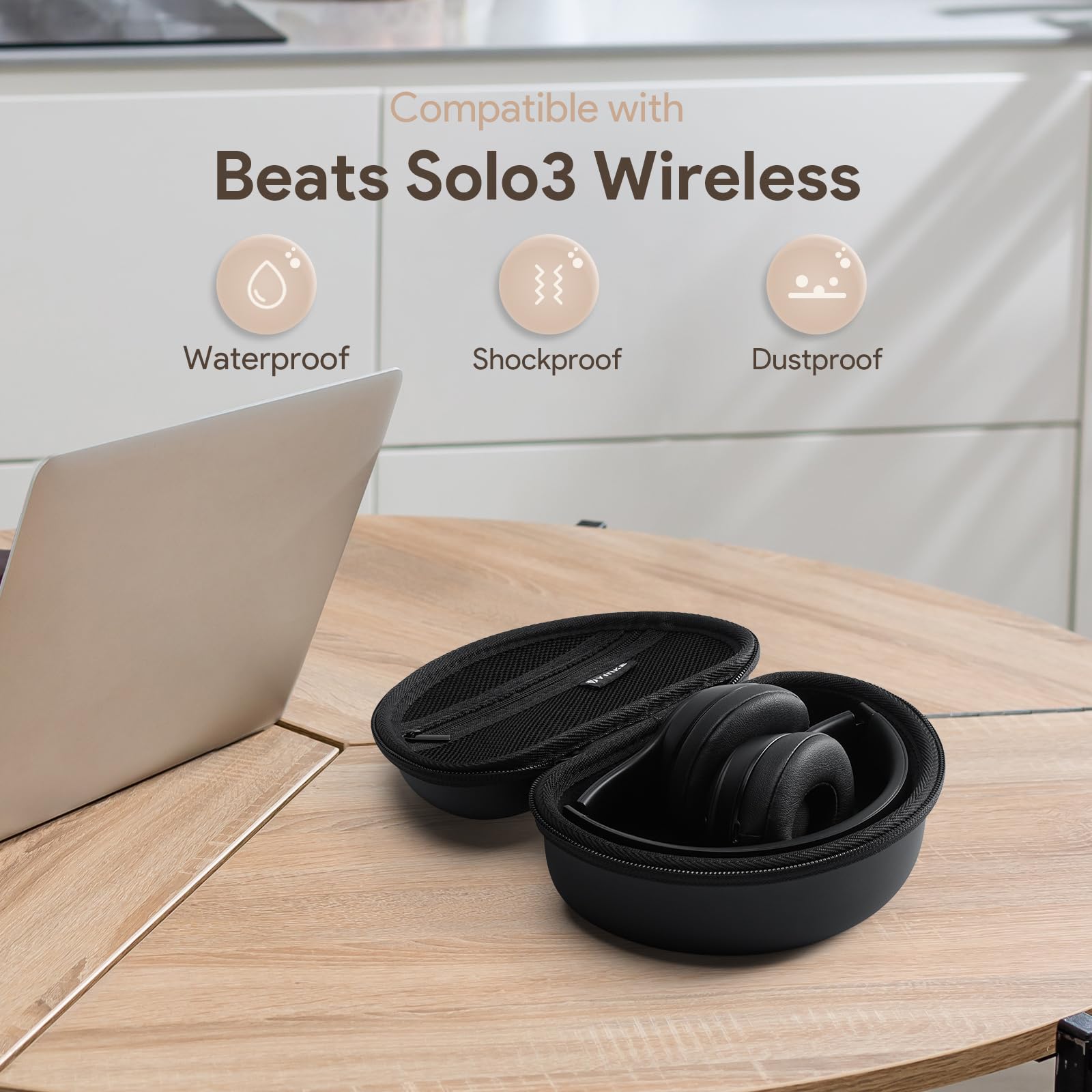 Hard Shell Travel Case for Beats Solo3 & Solo4 Wireless Headphones - Protective Storage Bag for On-Ear Headphones | Perfect for Travel, Commuting & Gym Use